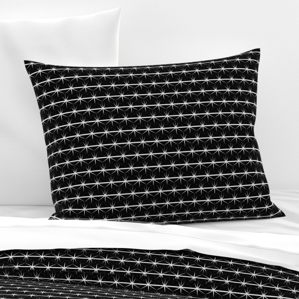 STARRY MEDIEVAL FENCE PRINT - BLACK & WHITE PILLOW CASES 