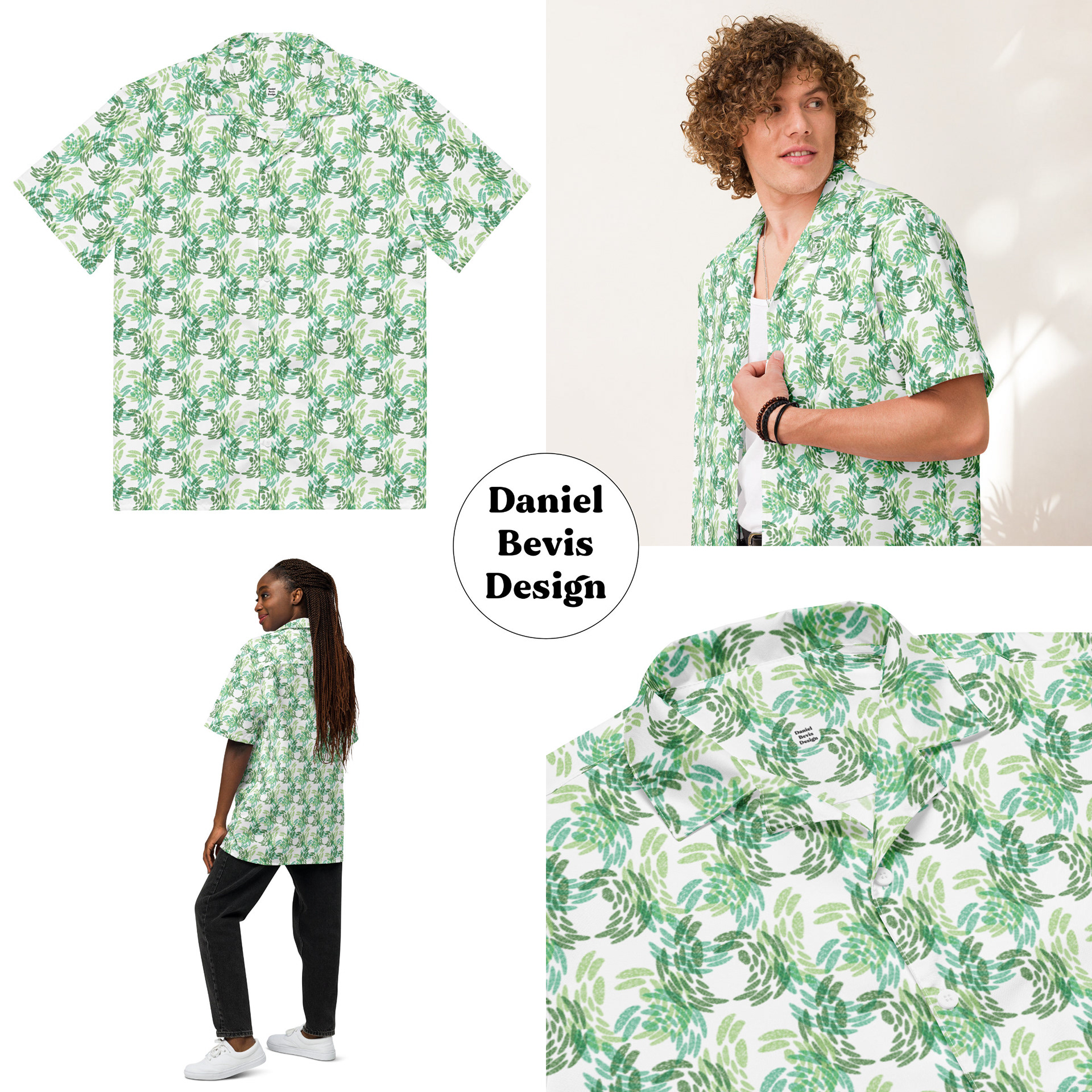 ABSTRACT BUTTERFLIES - SPRING GREEN_UNISEX BUTTON SHIRTS MOCKUPS COLLAGE