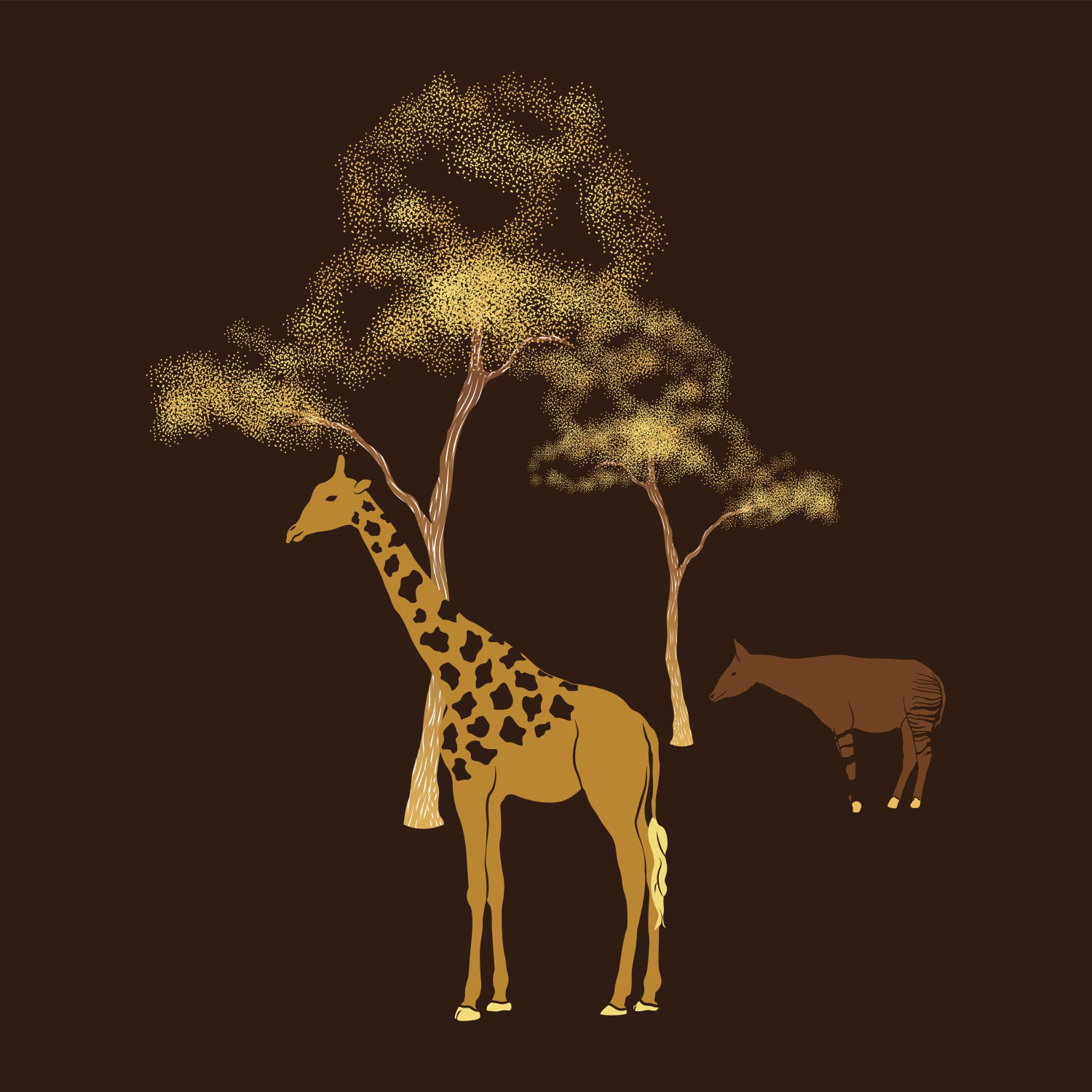 GIRAFFE & OKAPI PRINT - EARTHY GOLDS