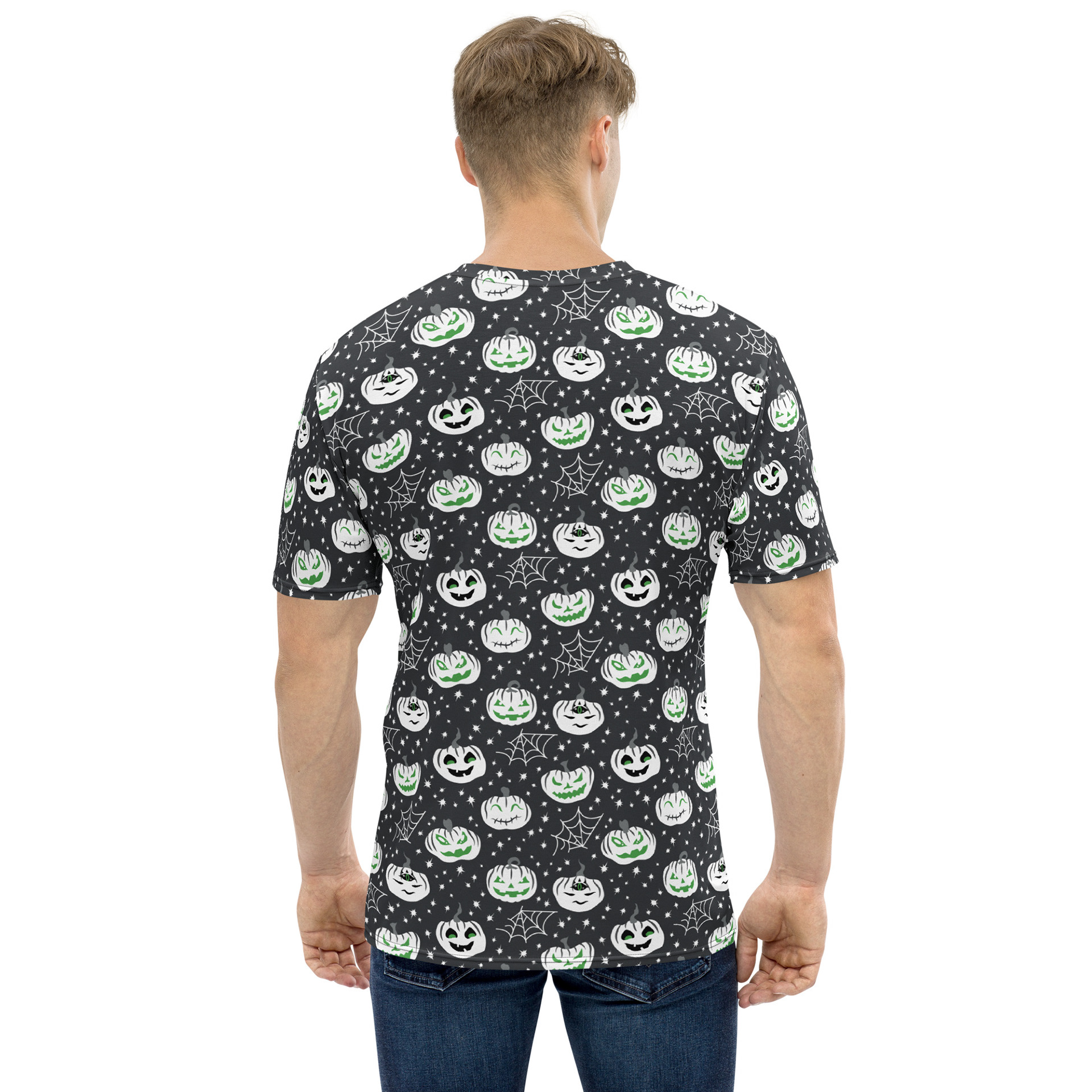 GOTHIC MONOCHROME PUMPKINS_ALL OVER GRAPHIC TEE - LIFESTYLE MENS BACK