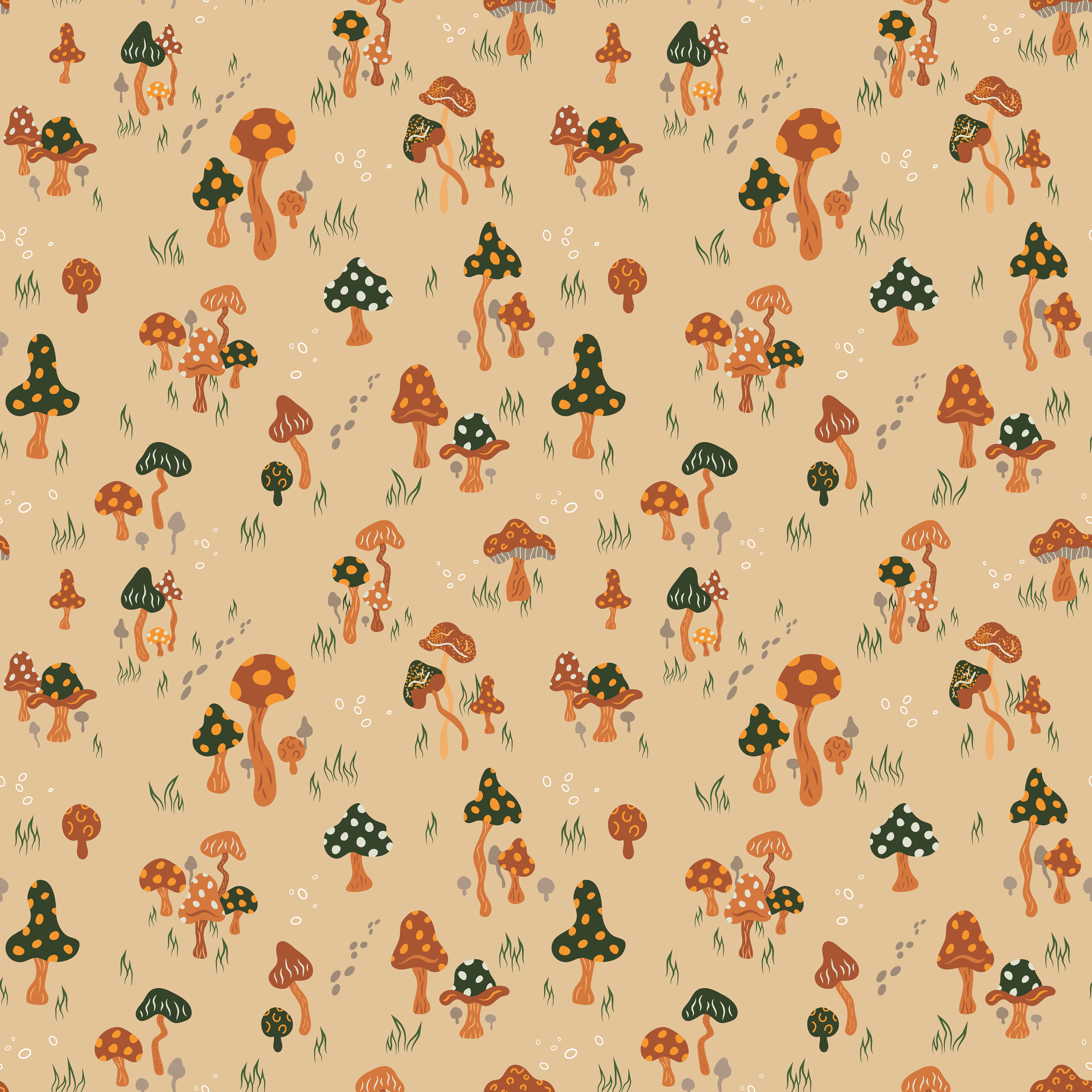 MUSHROOM MEADOW PATTERN - DAWN GOLD
