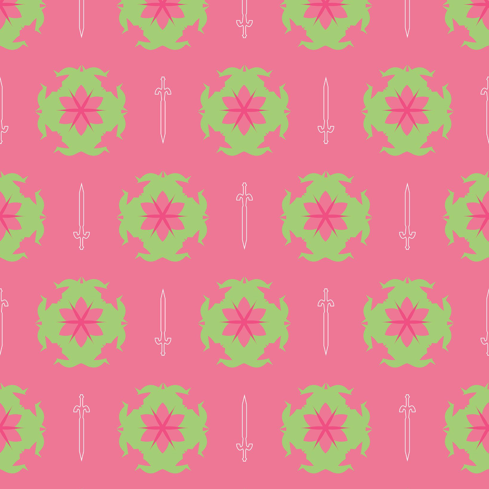 FLOWER KNIGHT - BLOSSOM PINK & GRASS GREEN