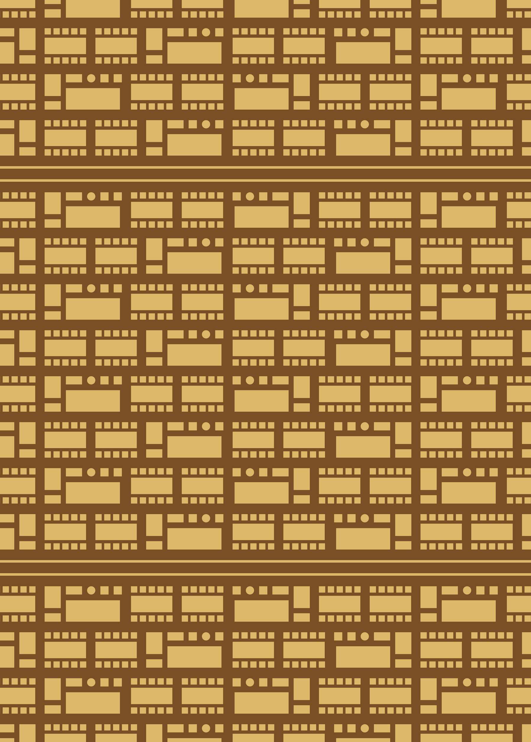 GEO COLUMNS PRINT - LIGHT GOLD & EARTH BROWN