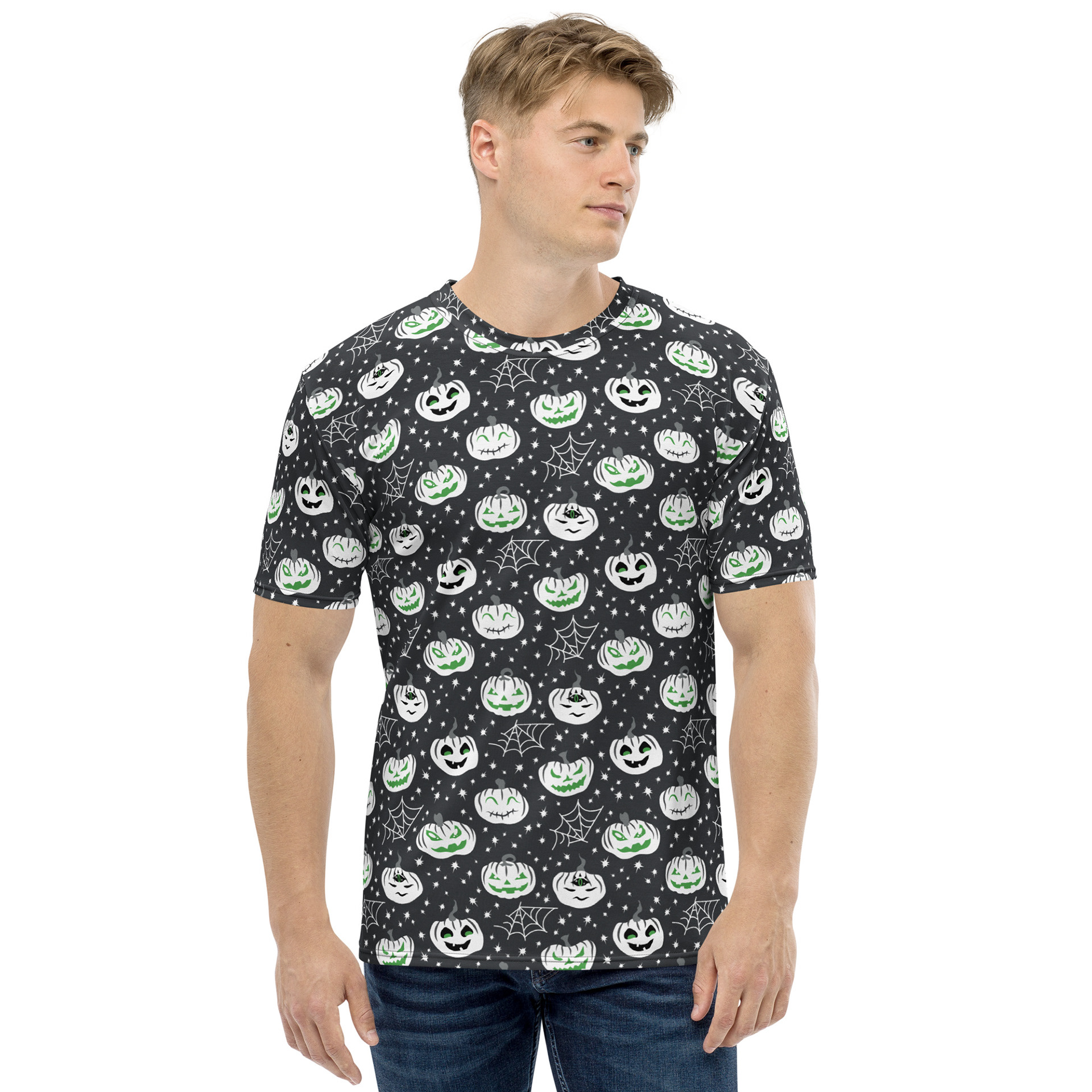 GOTHIC MONOCHROME PUMPKINS_ALL OVER GRAPHIC TEE - LIFESTYLE MENS FRONT
