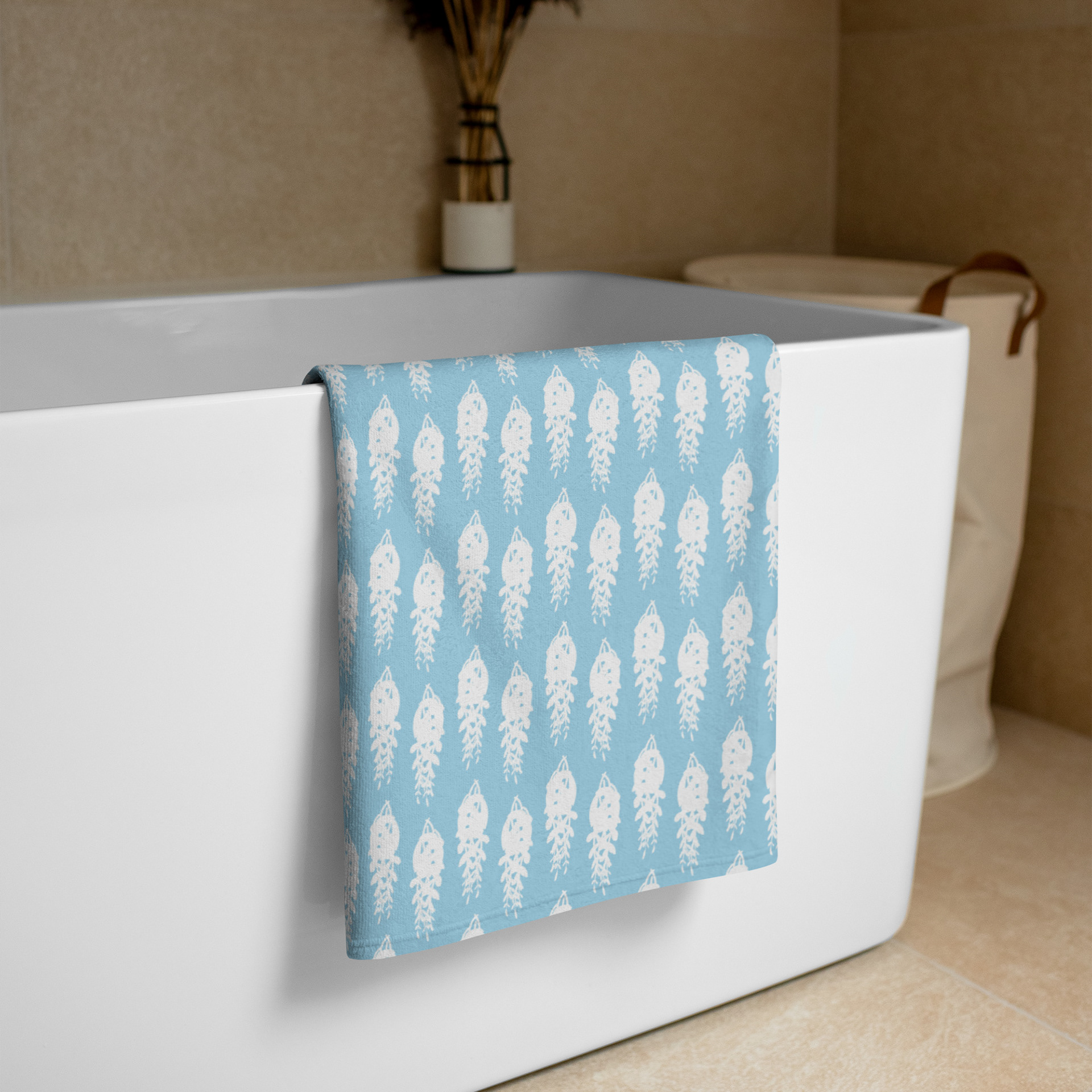 EUCALYPTUS SILHOUETTE - ISLAND WAVE BLUE TOWEL