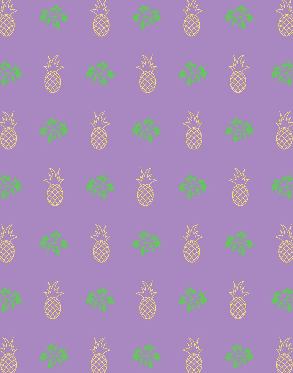 HIBISCUS & PINEAPPLES YELLOW, GREEN & PURPLE