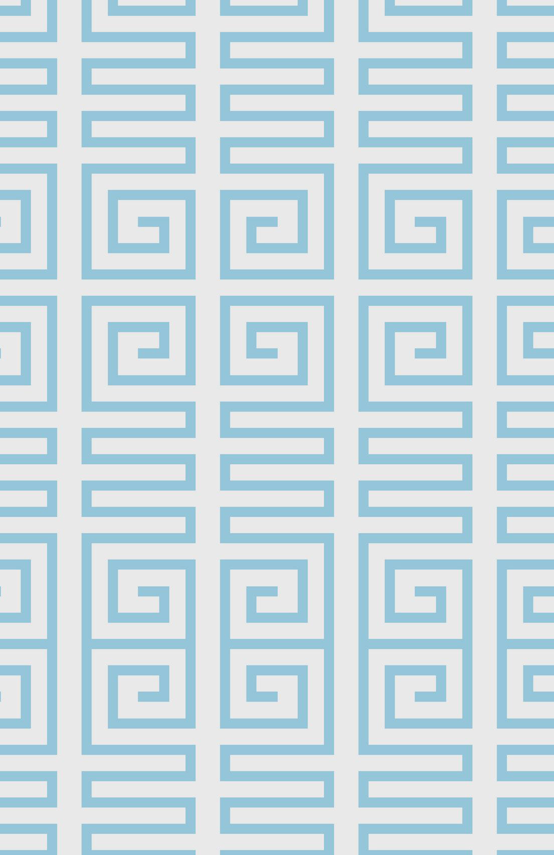 GREEK KEY 2 - ISLAND WAVE BLUE & WHITE