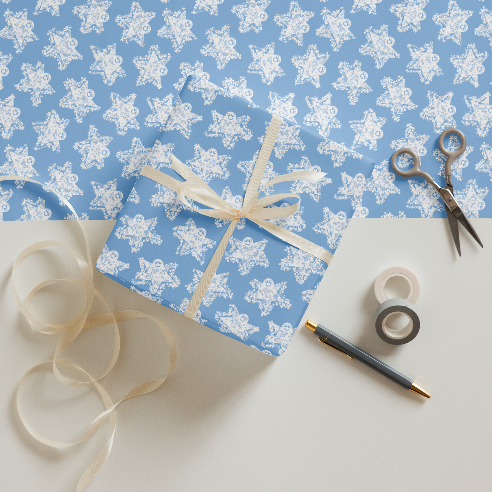 SNOW ANGELS - COOL BLUE_GIFT WRAP
