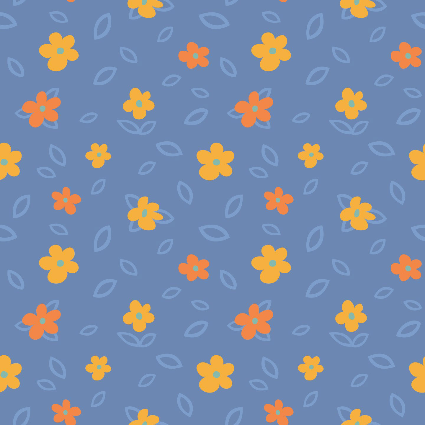MINIMAL ORANGE BLUE FLORALS