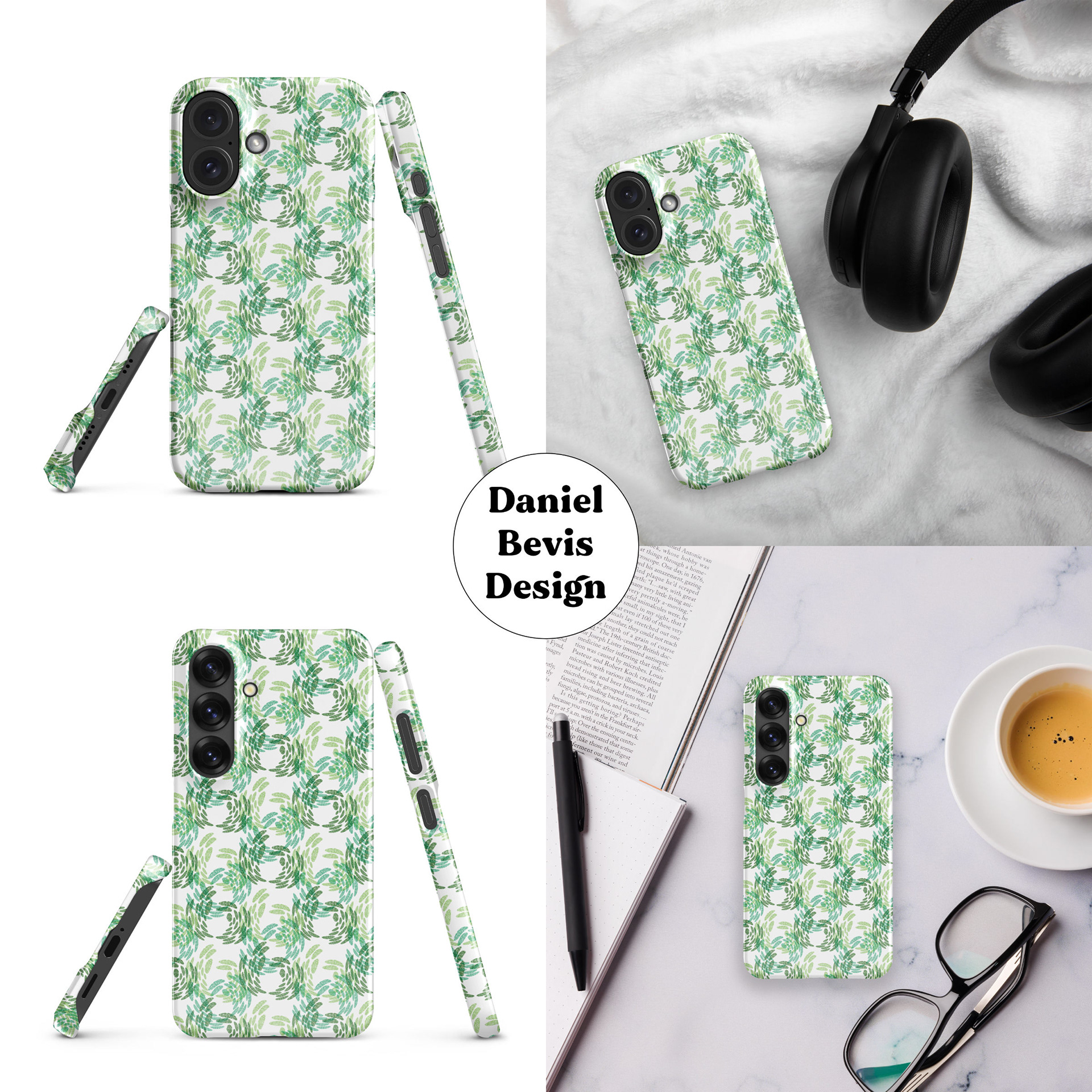 ABSTRACT SPRING GREEN BUTTERFLIES_IPHONE & SAMSUNG CASE MOCKUPS