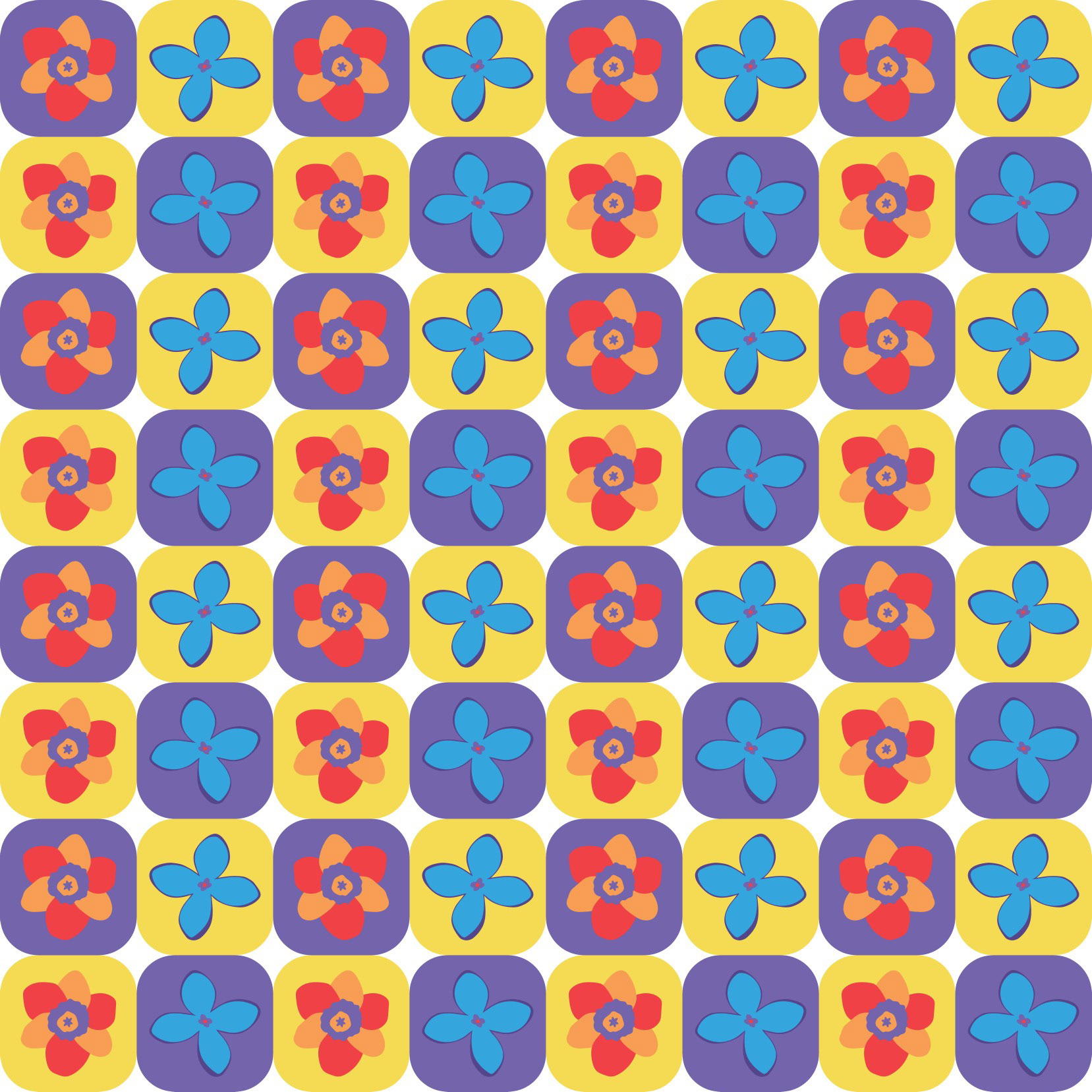 CHECKER FUNKY RANBOW FLORALS PATTERN