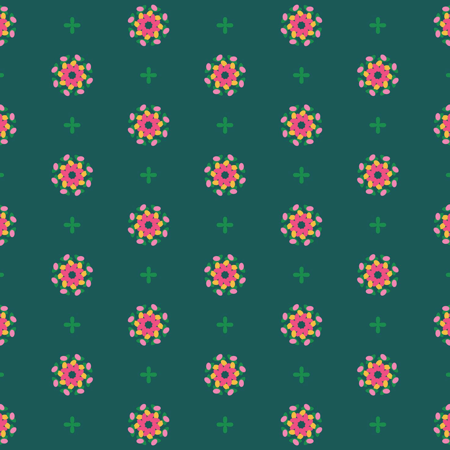 PSYCHEDELIC FLORALS - BAYBERRY GREEN
