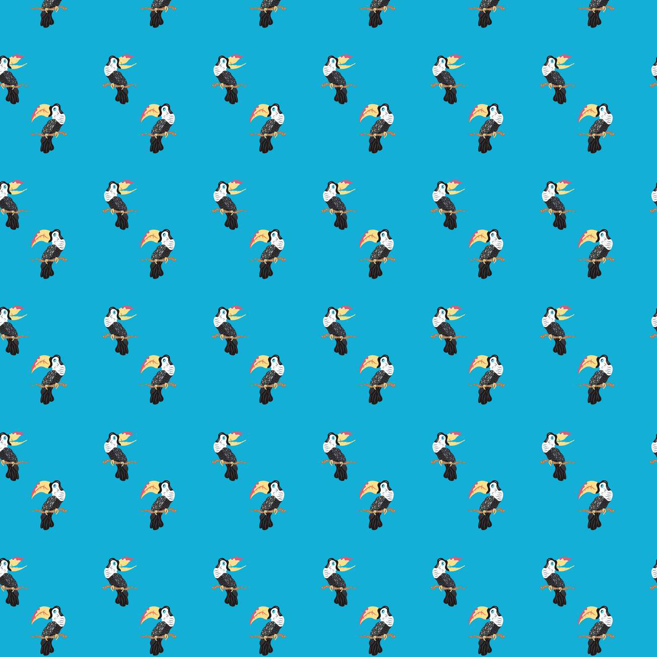 TROPICAL TOUCANS ICONS PRINT - TROPICAL BLUE