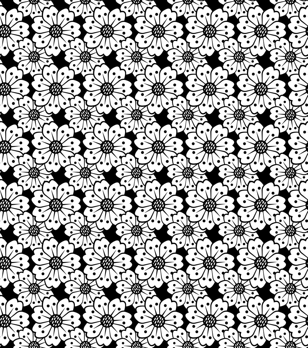 CHERRY BLOSSOMS PATTERN 1 [TIGHT] - BLACK & WHITE