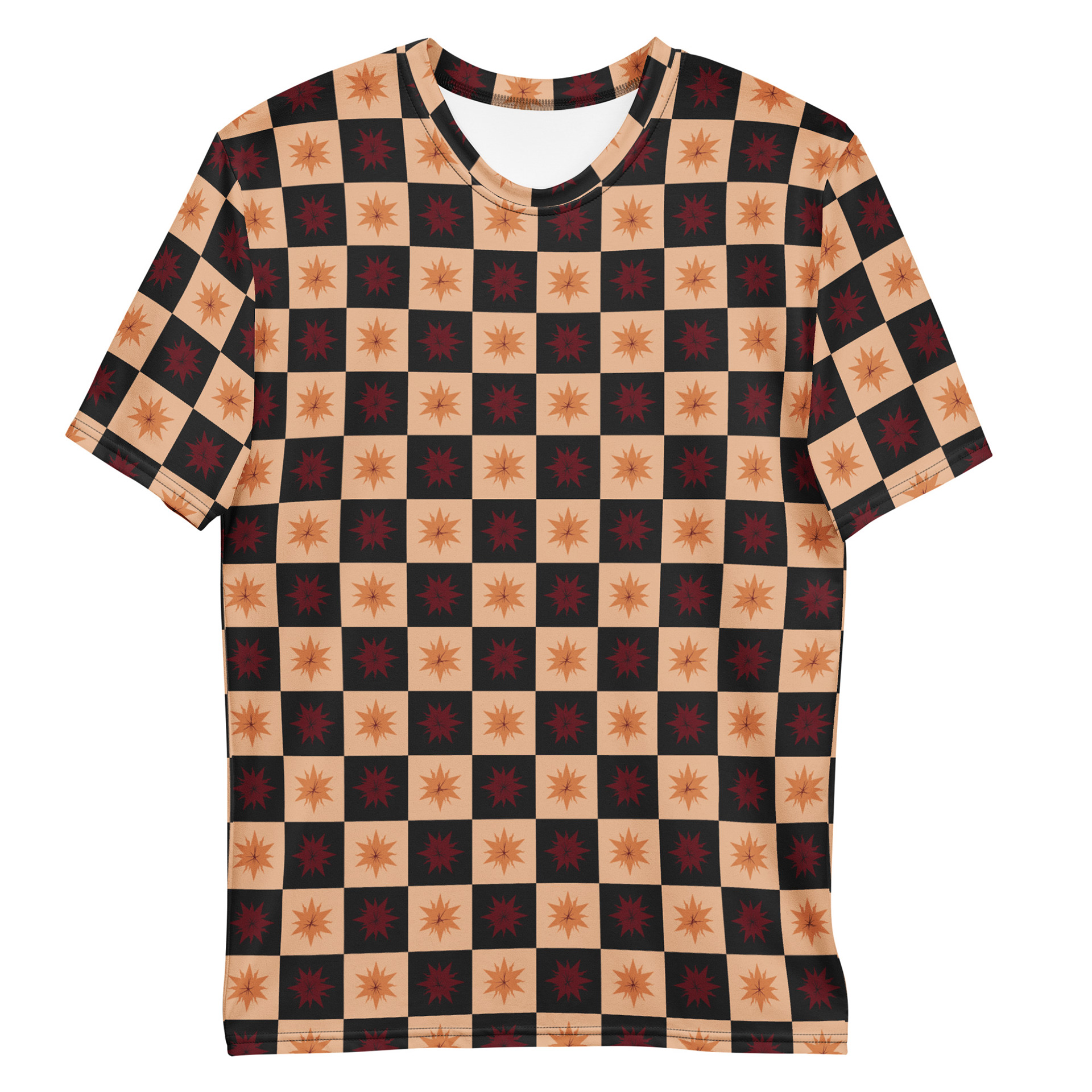 CHECKER STARBURSTS - FIERY DRACONIC HERALDRY_ALL OVER GRAPHIC TEE