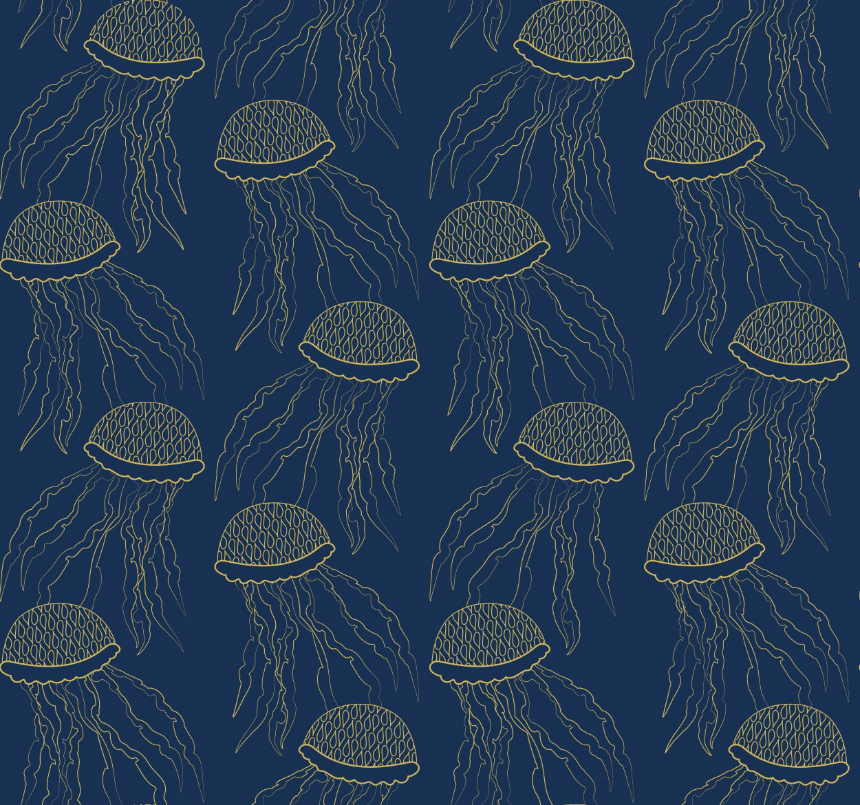 JELLYFISH BLOOM ORNATE OUTLINES - NAVY