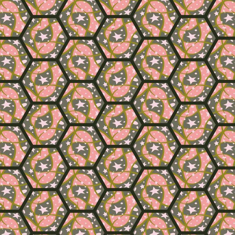 HEX GEO CHAOS - AVOCADO, BLUSH & FOREST