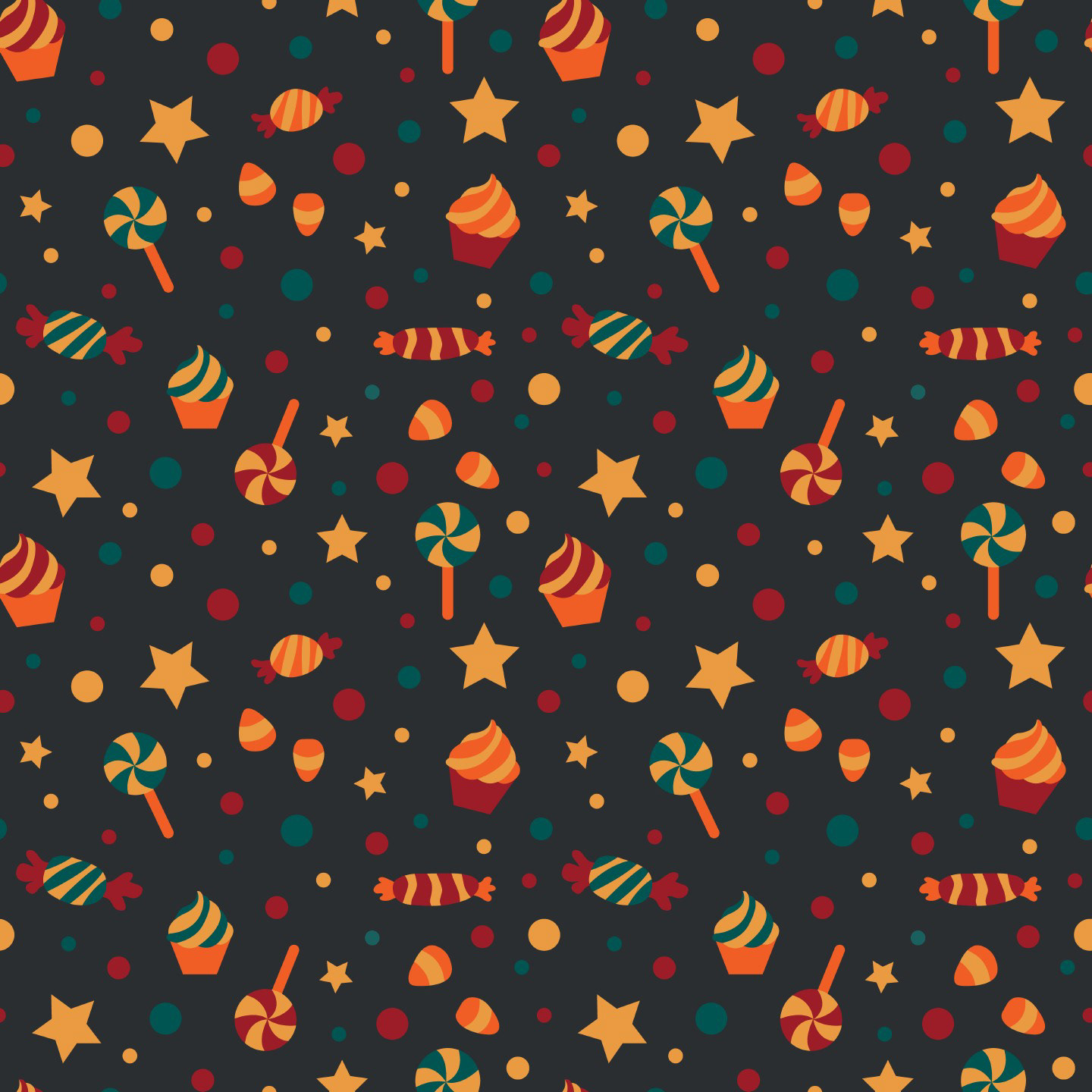 SWEET TREATS PATTERN [CRIMSON-PUMPKIN-JADE]