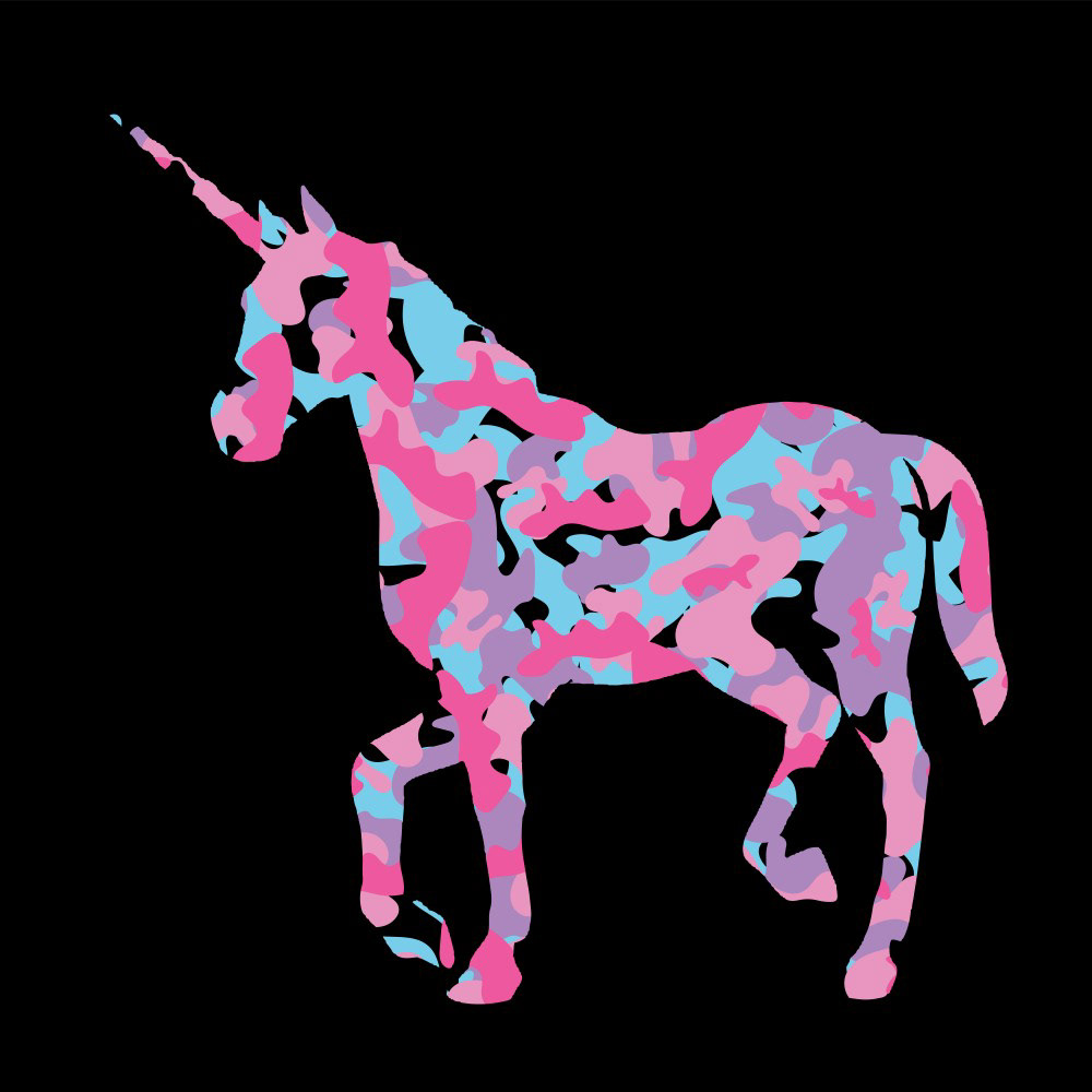 ABSTRACT CAMO UNICORN [ON BLACK]