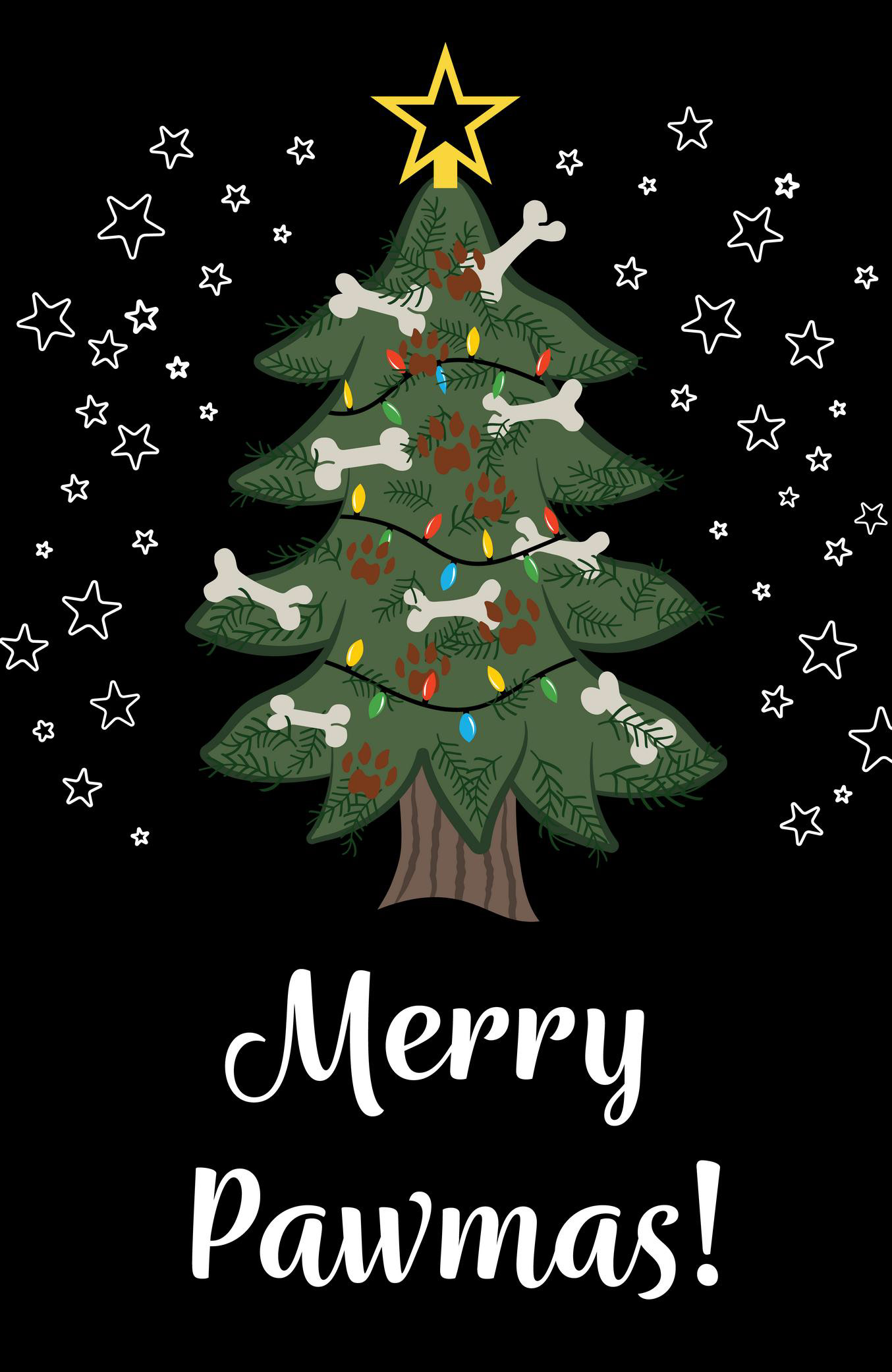 MERRY PAWMAS [BLACK] XMAS CARD