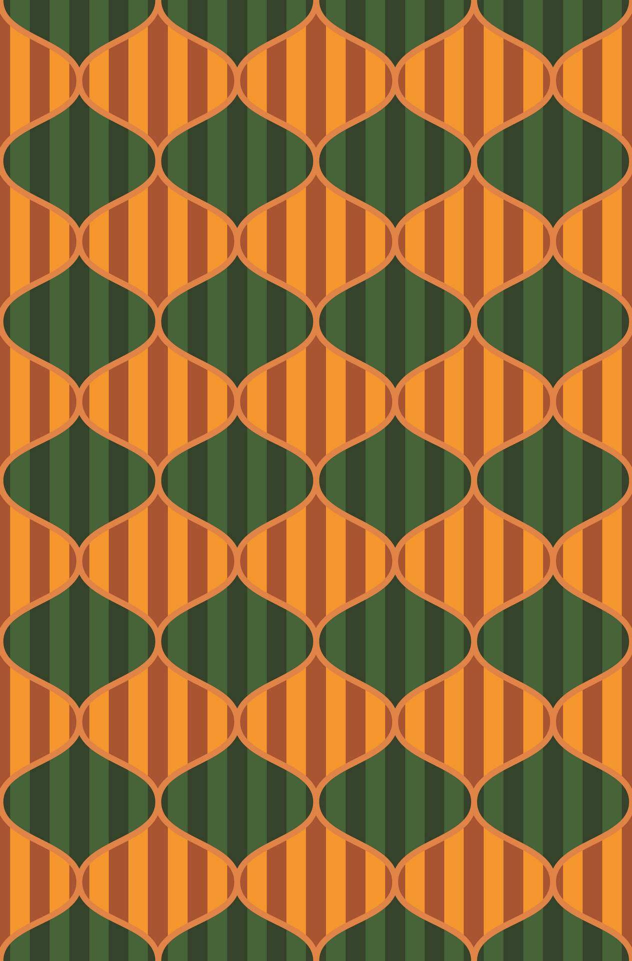 STRIPED OGEE PRINT - AUTUMN MUSHROOMS 2