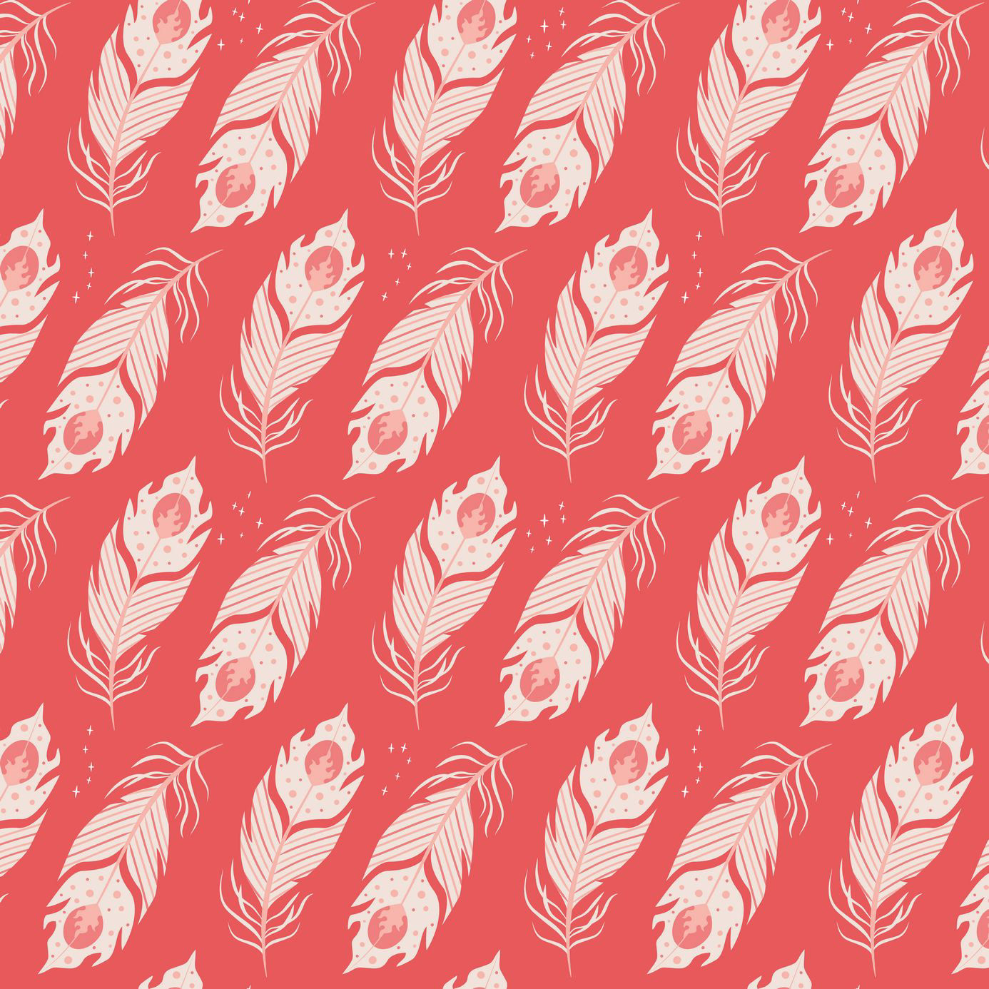 PHOENIX FEATHERS - CREAM & PEACH