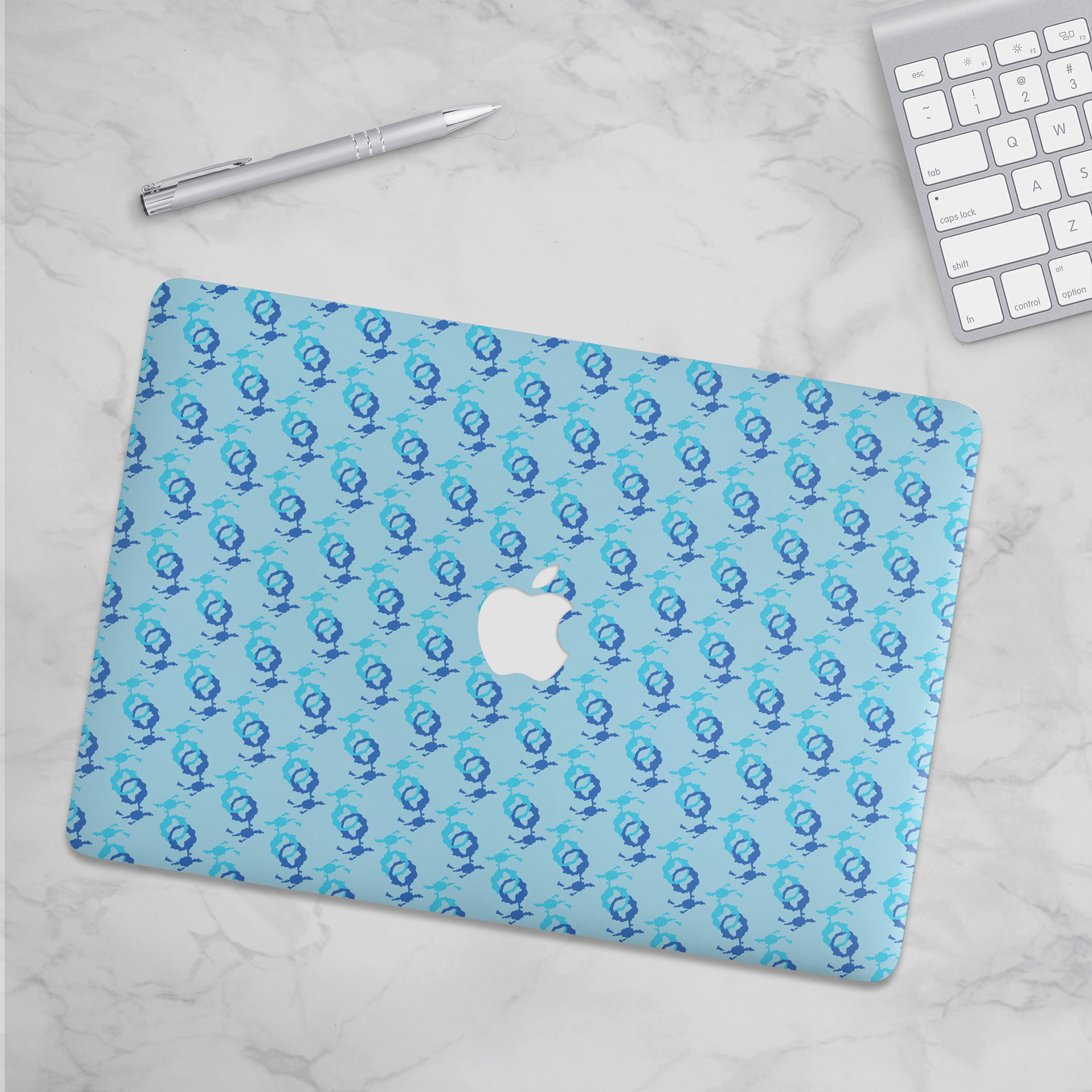 ABSTRACT AQUA RINGS_MACBOOK SKIN MOCKUP