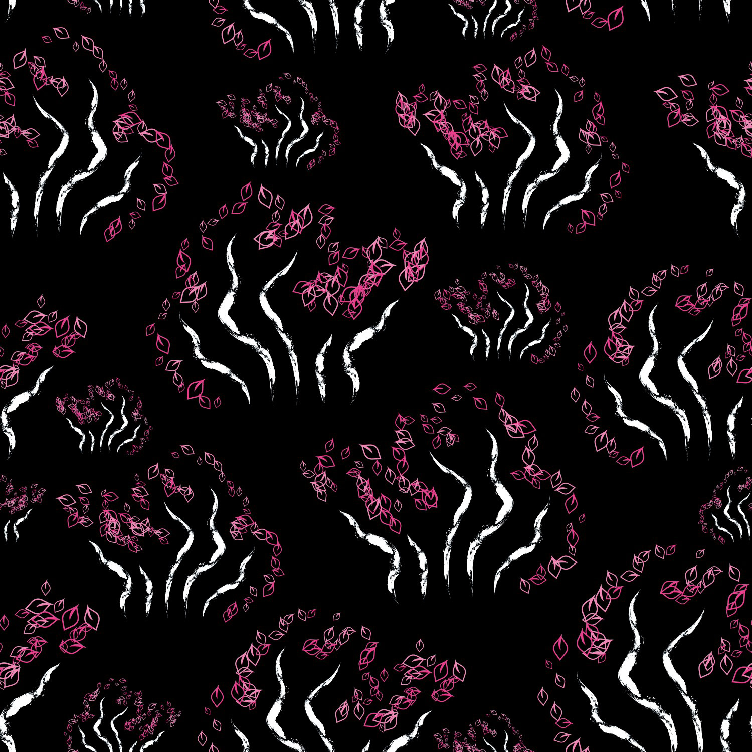 CHERRY BLOSSOM WAVES PATTERN [ON BLACK]