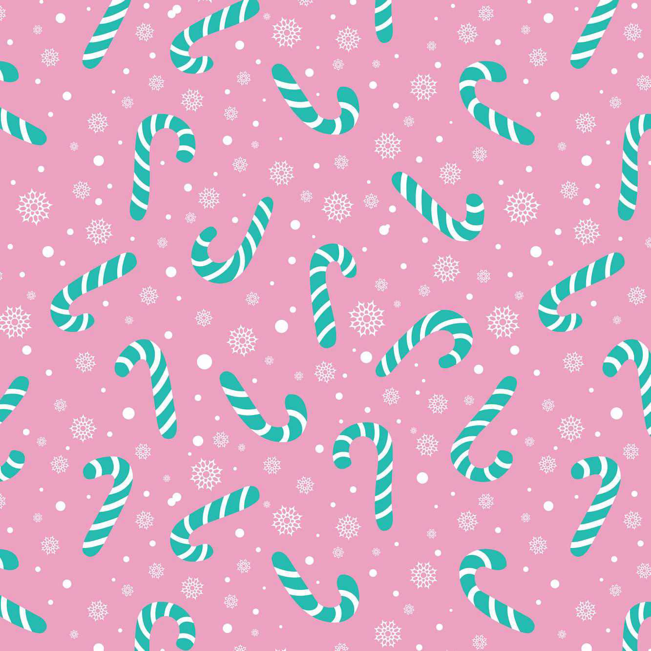 CANDY CANES PRINT - POLAR TEAL / PRETTY PINK