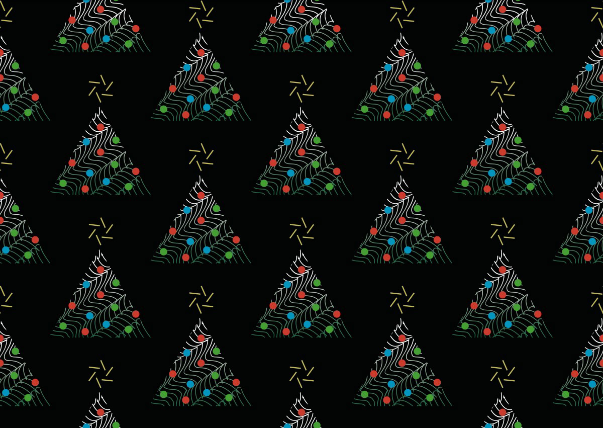 CHRISTMAS TREES PATTERN [ON BLACK]