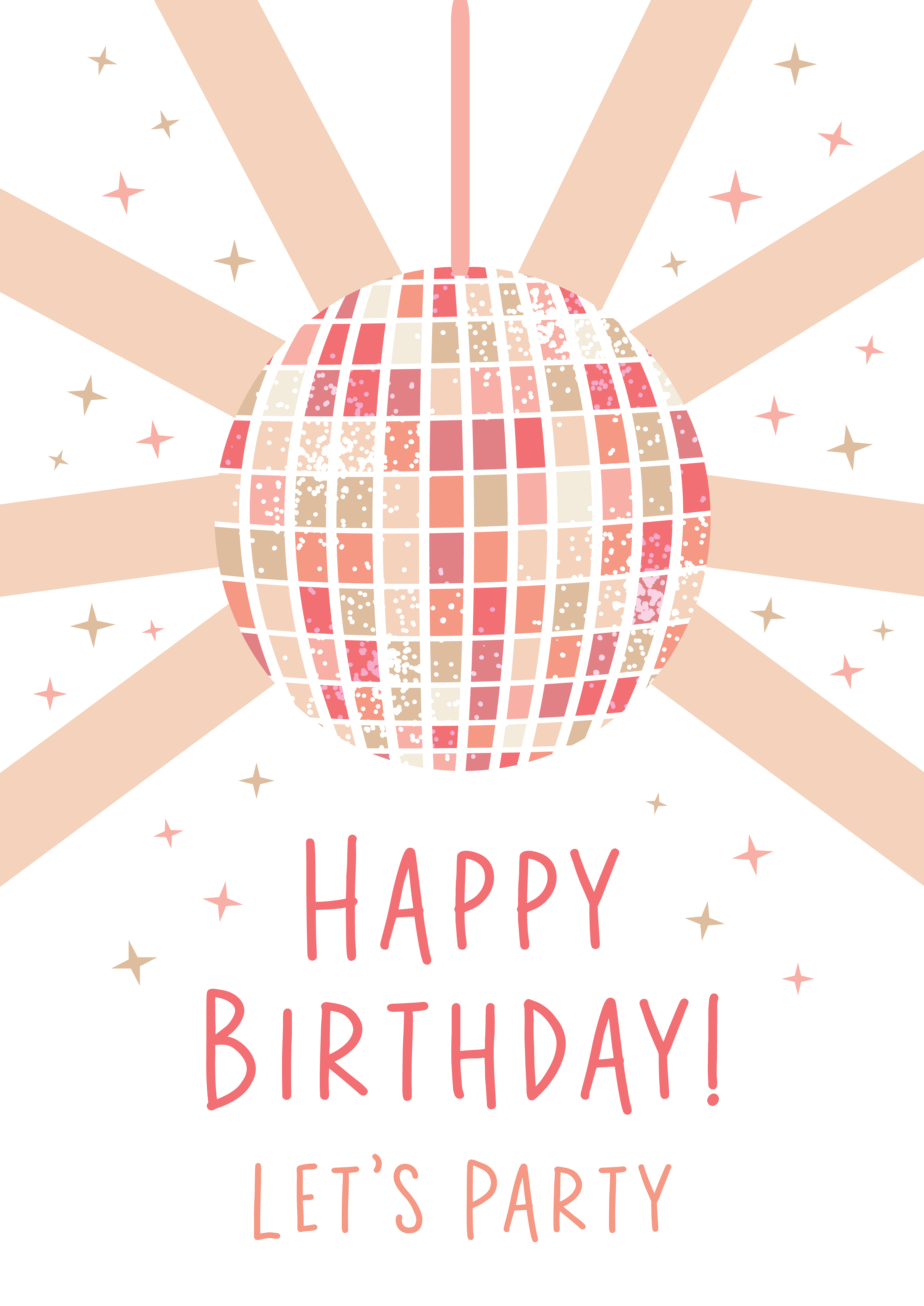 HAPPY BIRTHDAY DISCO BALL - DAZZLING PEACH CARD