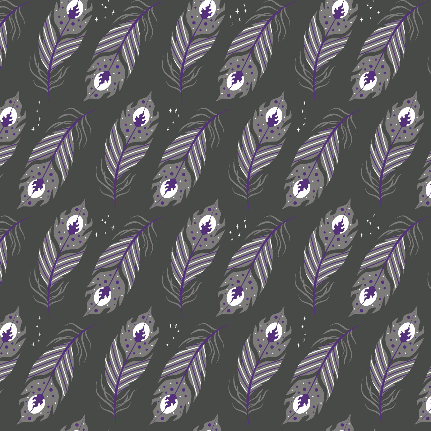 PHOENIX FEATHERS - GUN METAL & PURPLE