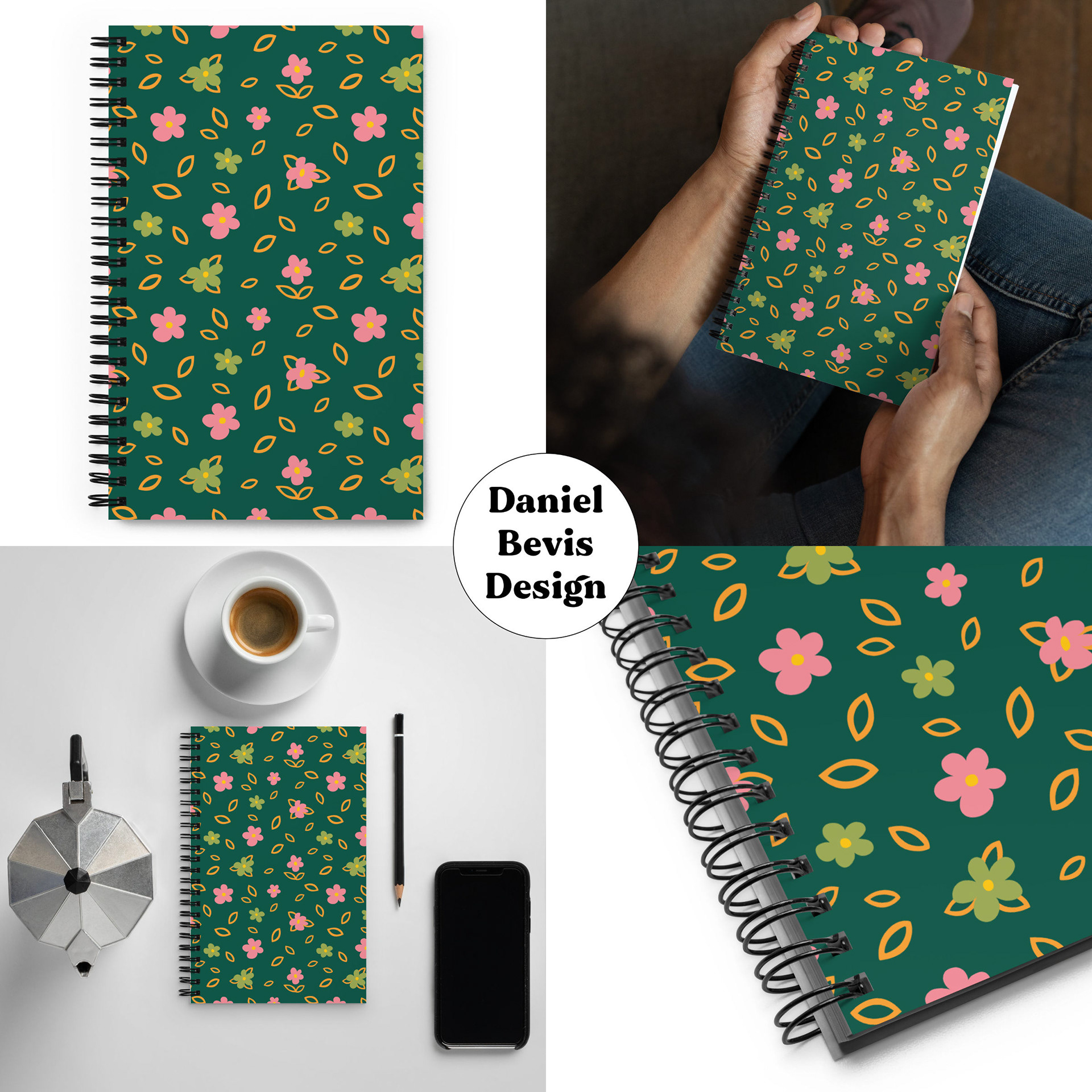 MINIMAL FLORALS 1 - DOLCE VITA_SPIRAL NOTEBOOK MOCKUPS COLLAGE