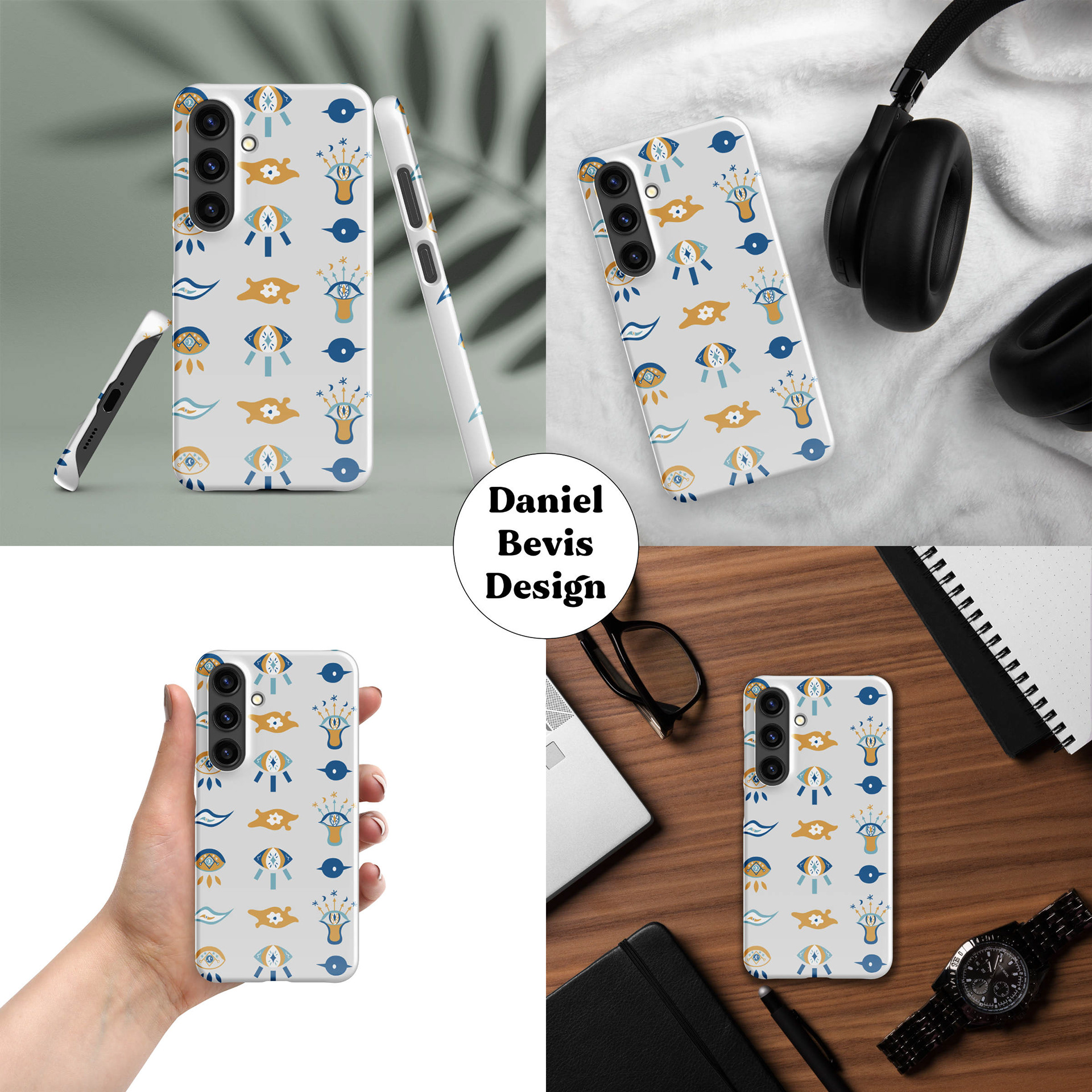 EVIL EYE 1 - GREEK BLUE, GOLD & WHITE_SAMSUNG PHONE CASE COLLAGE