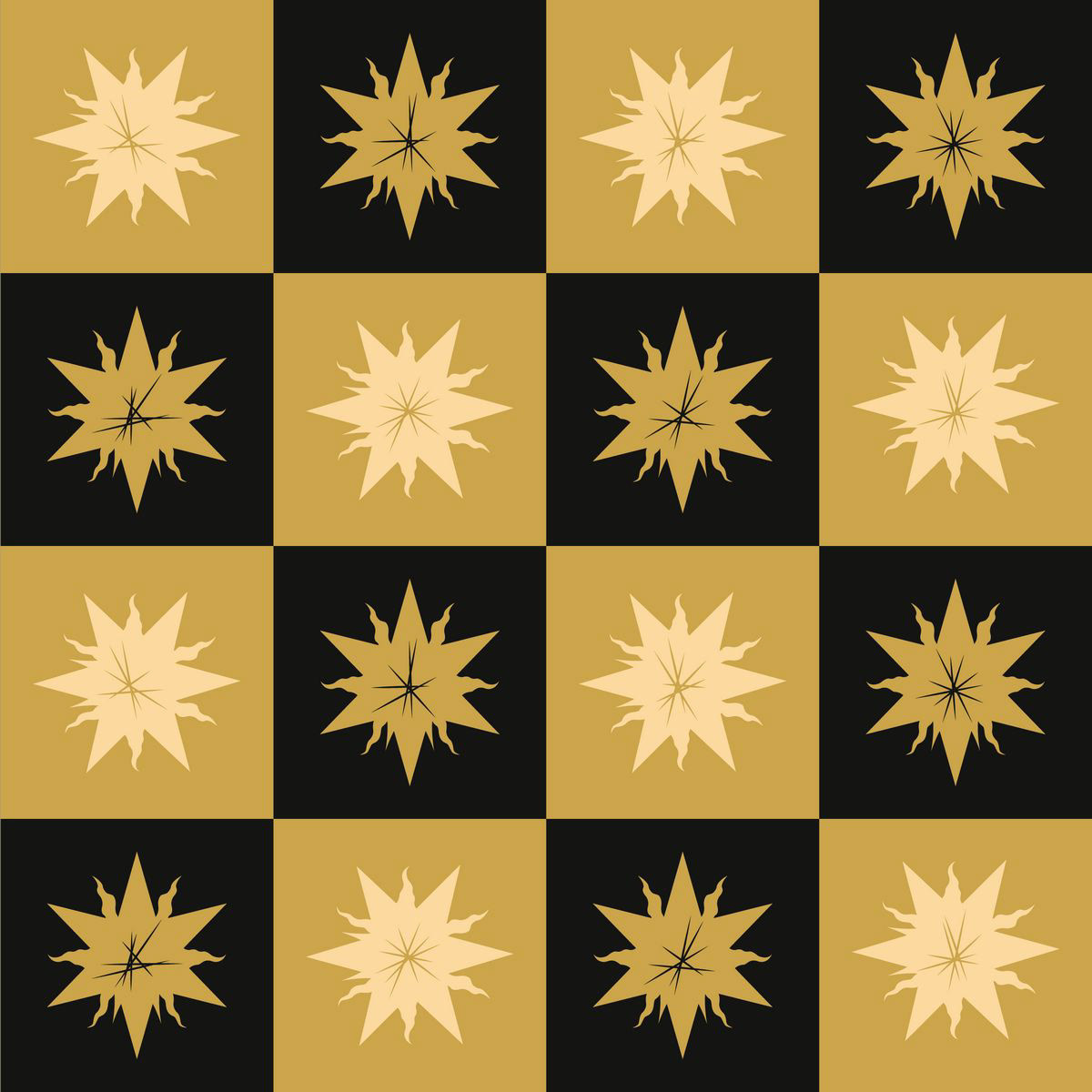 CHECK STARBURSTS - BLACK & GOLD