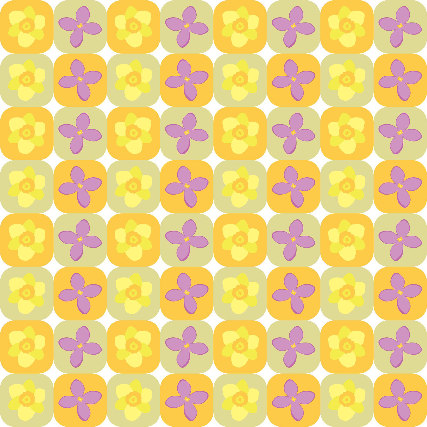CHECKER DAFFODILS & LILACS PATTERN