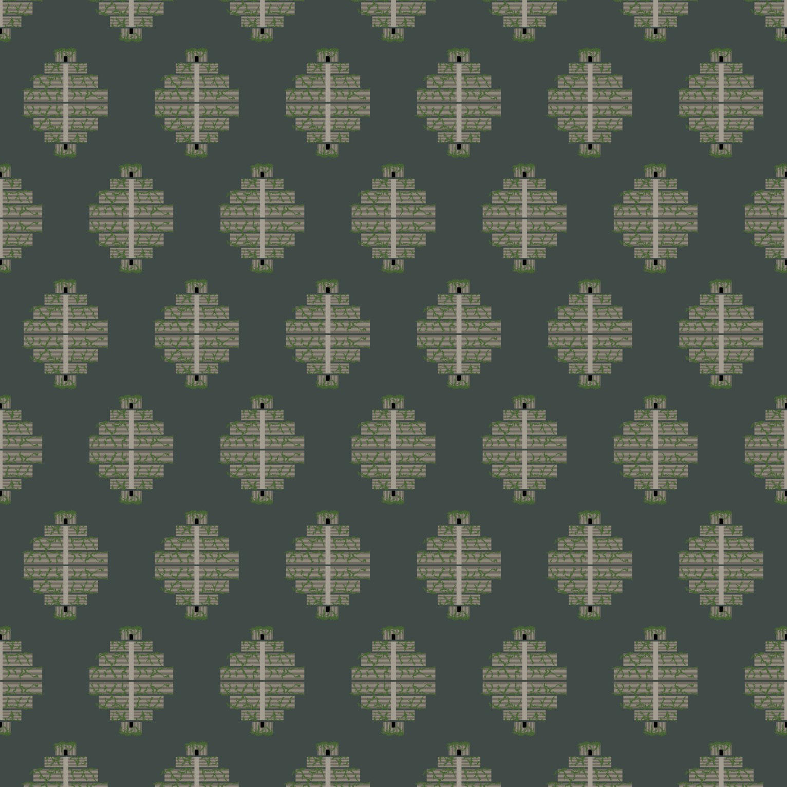 GEO MOSSY TEMPLES PRINT