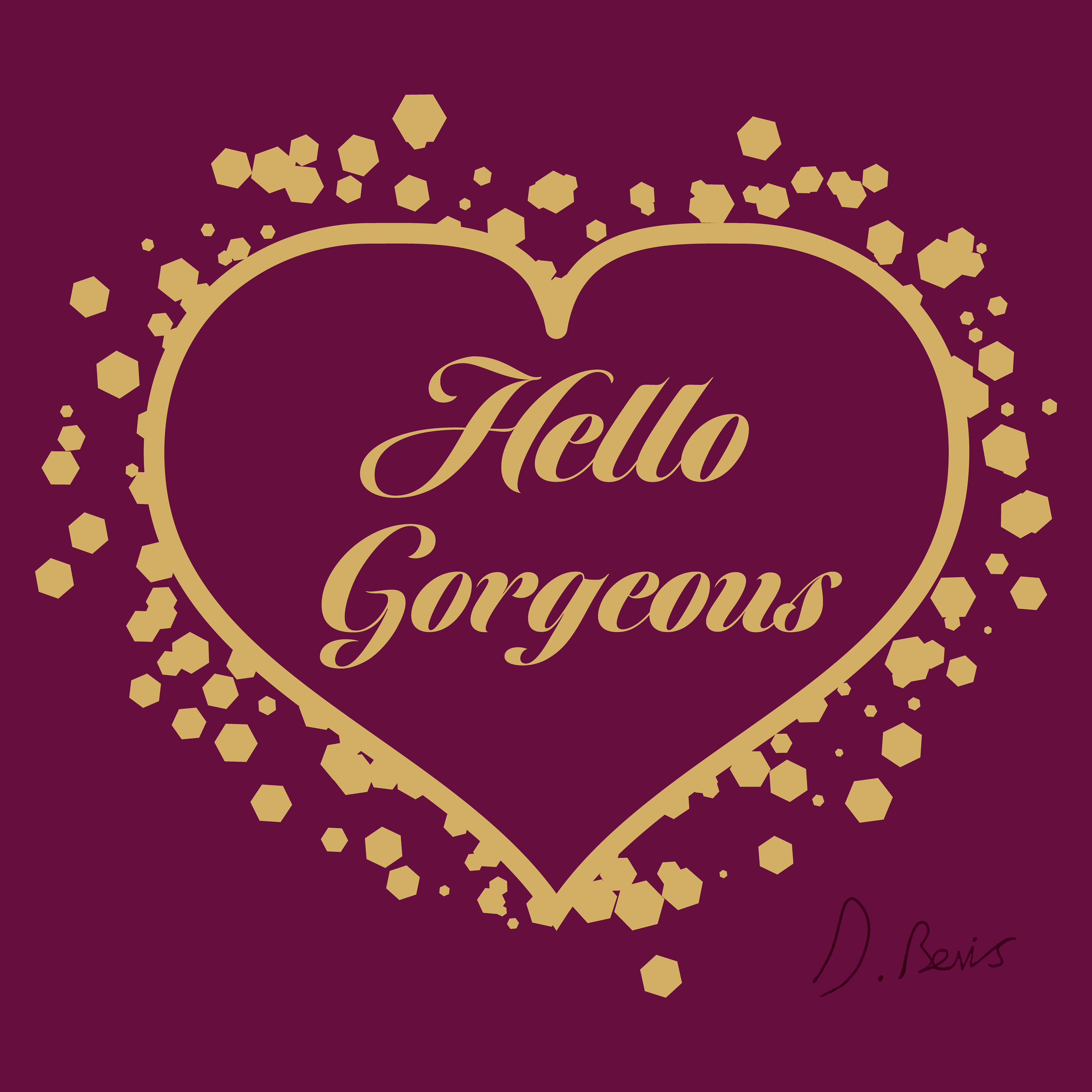 SPARKLING GOLD-PURPLE HEART - HELLO GORGEOUS CARD