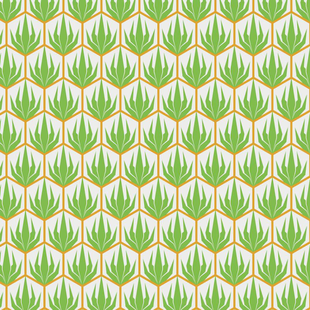 PALM SUCCULENTS 1 - BRIGHT PALM GREEN, GREEK GOLD & WHITE