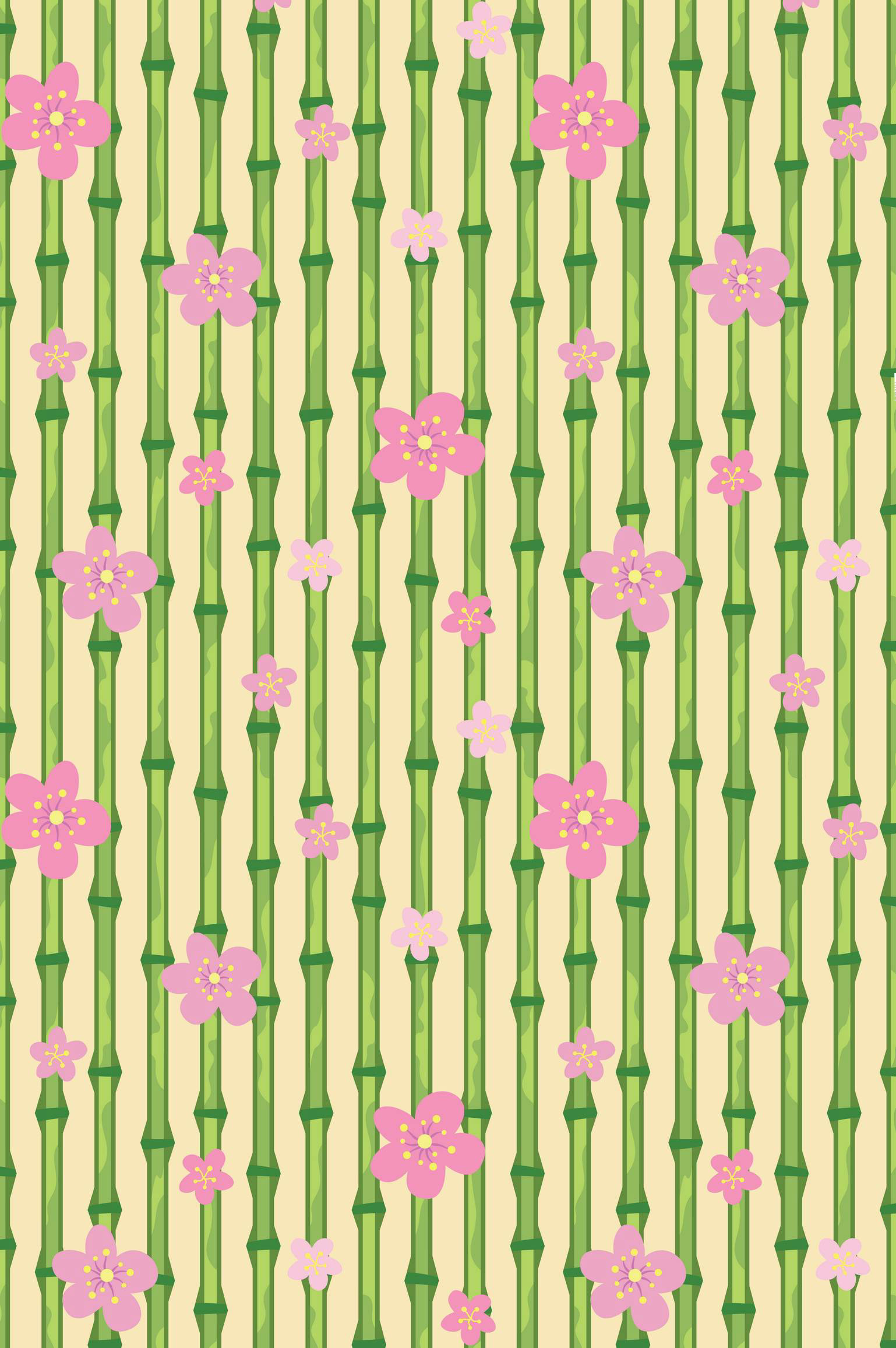 BAMBOO & CHERRY BLOSSOMS - PALE GOLD
