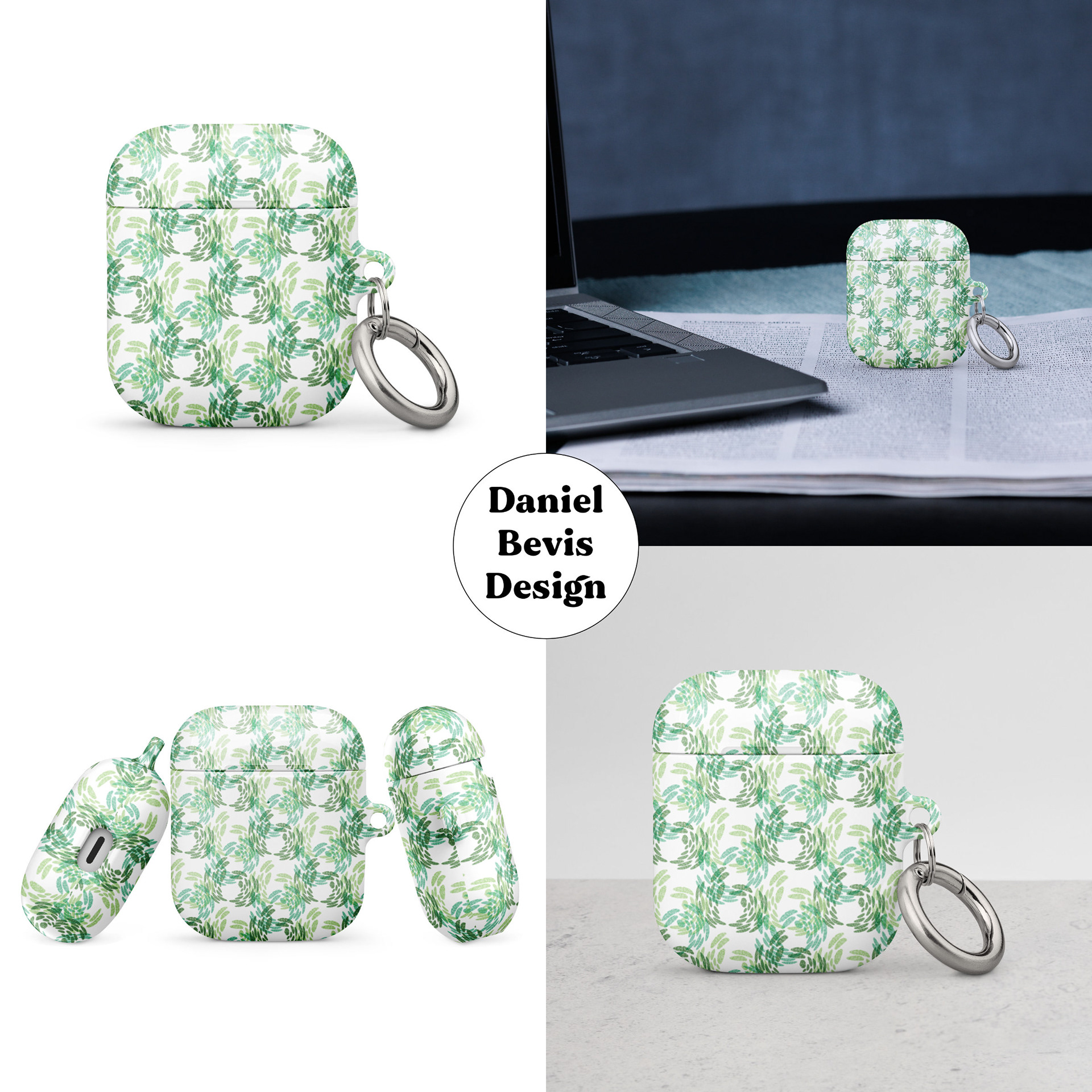 ABSTRACT BUTTERFLIES - SPRING GREEN_AIRPOD GEN 1 CASES MOCKUPS COLLAGE