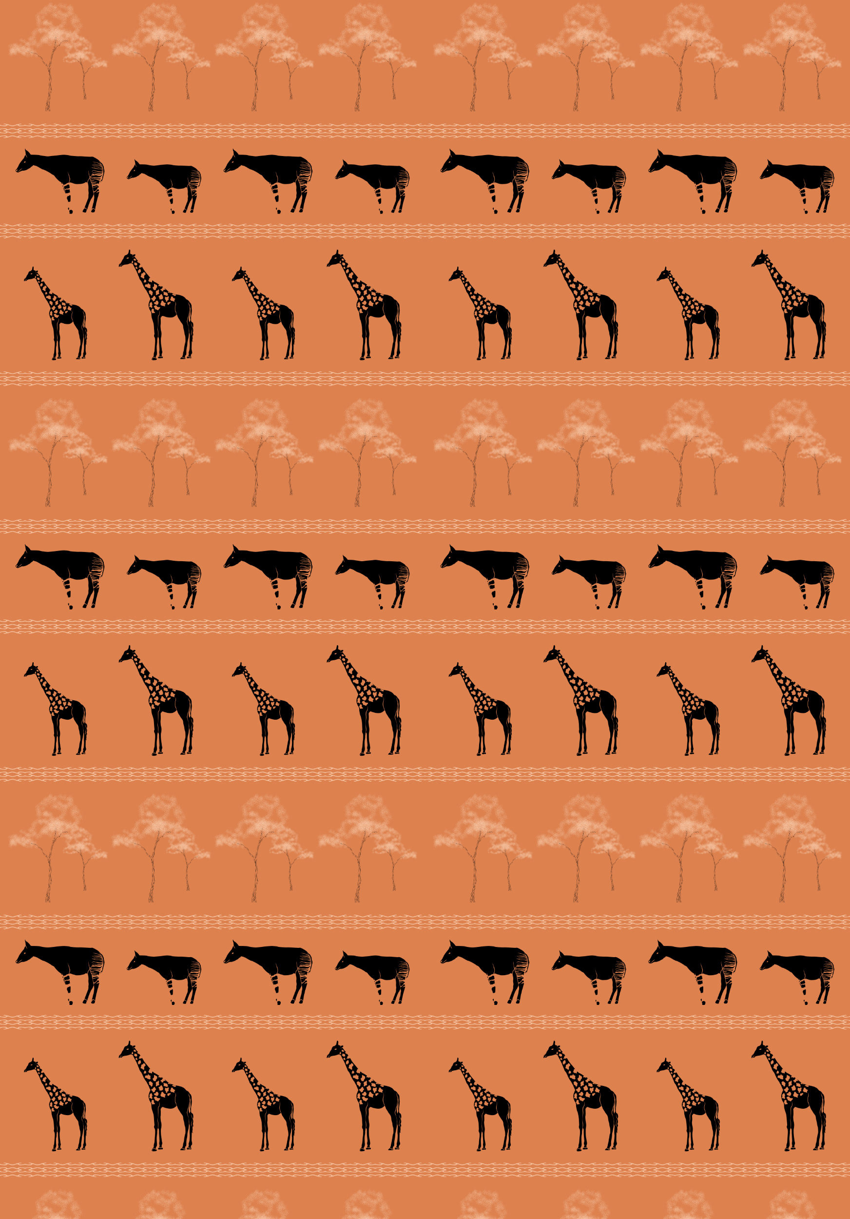 GIRAFFE & OKAPI PRINT ~ SUNSET