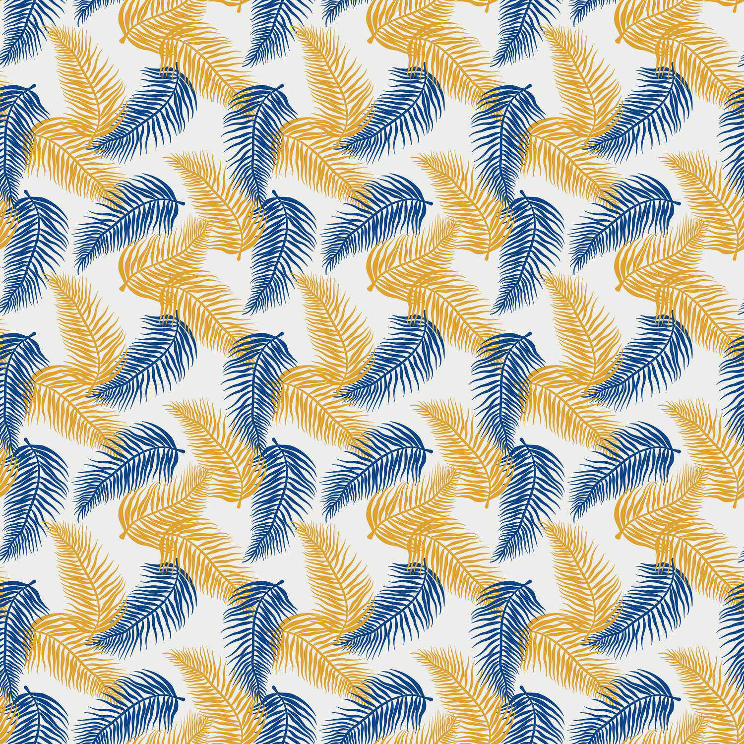 TROPICAL PALMS - GREEK BLUE, GOLD & WHITE