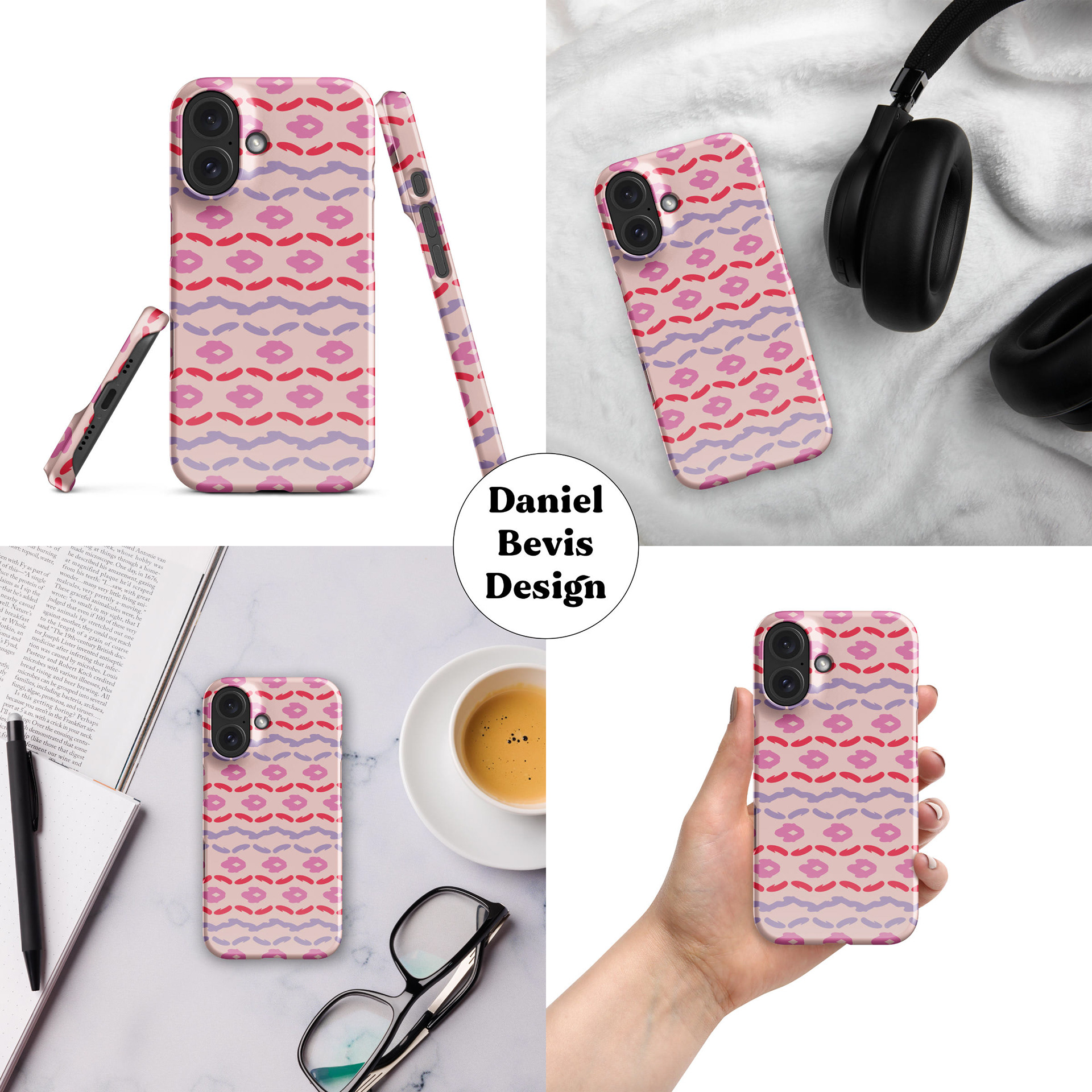 ABSTRACT AIRY FLOW - FUCHSIA, RED, LAVENDER & CREAM_IPHONE CASES MOCKUP