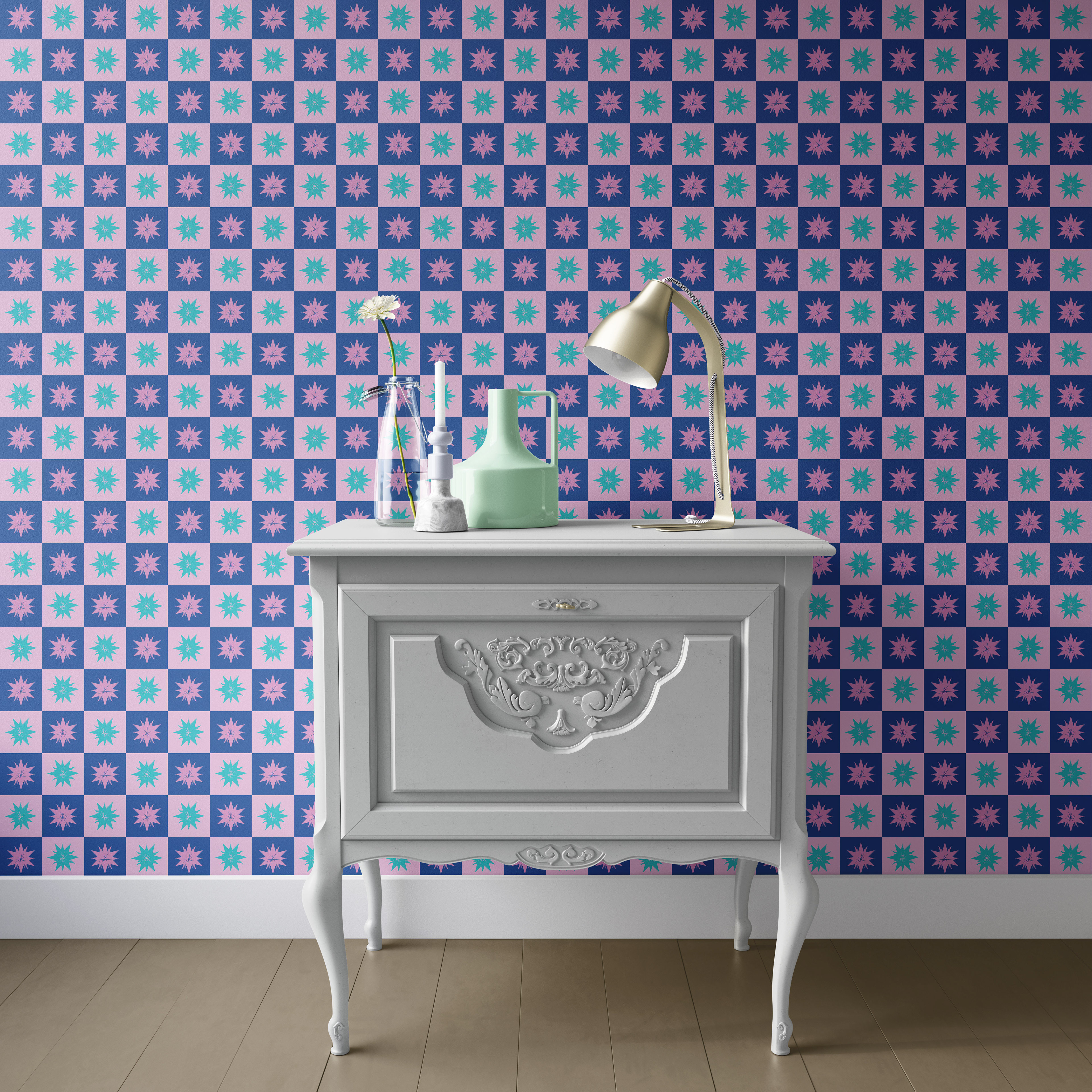 CHECKER STARBURSTS - FAIRY WATER DRAGON_HOME LIFESTYLE WALLPAPER