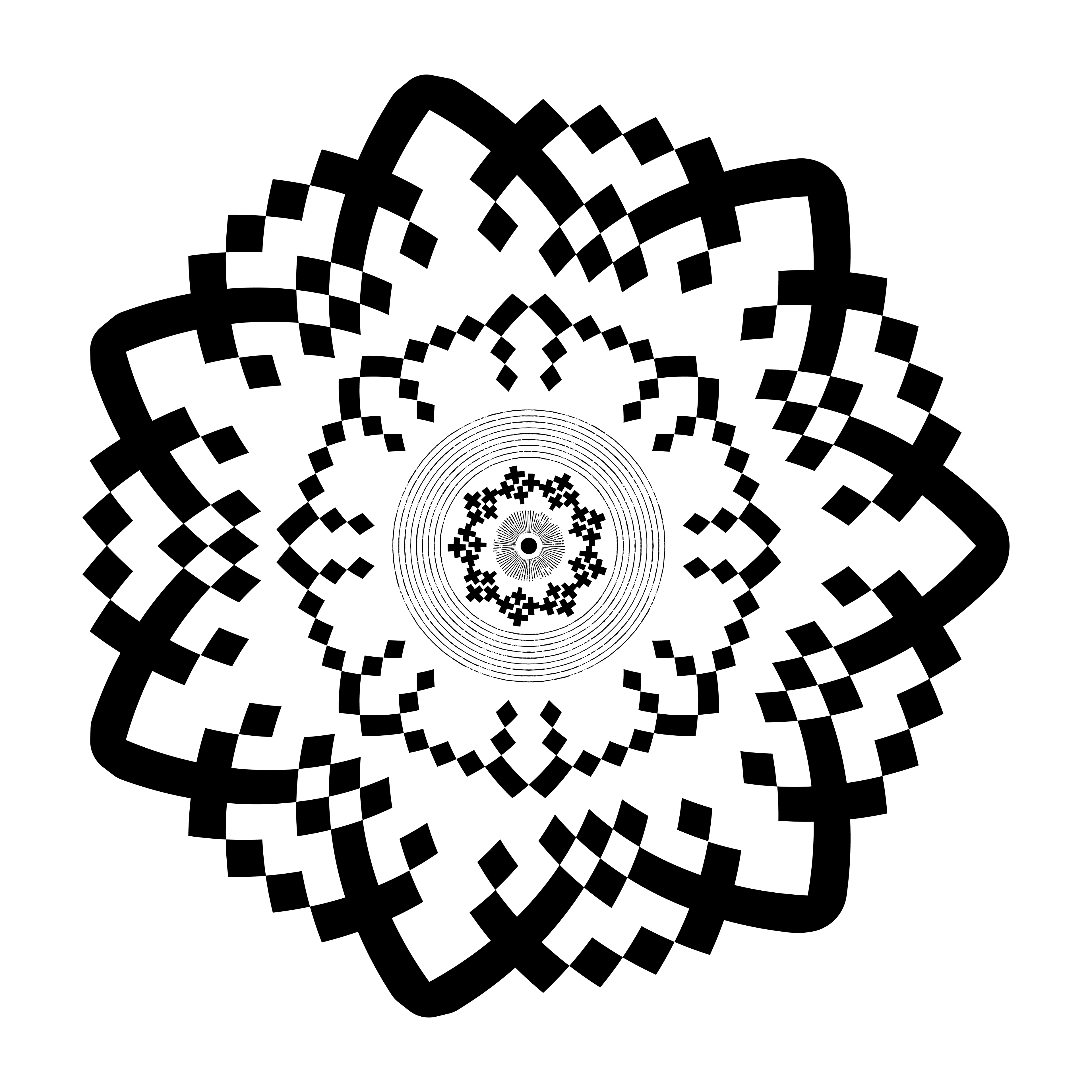 AZTEC MANDALA 1 ~ BW VARIANT