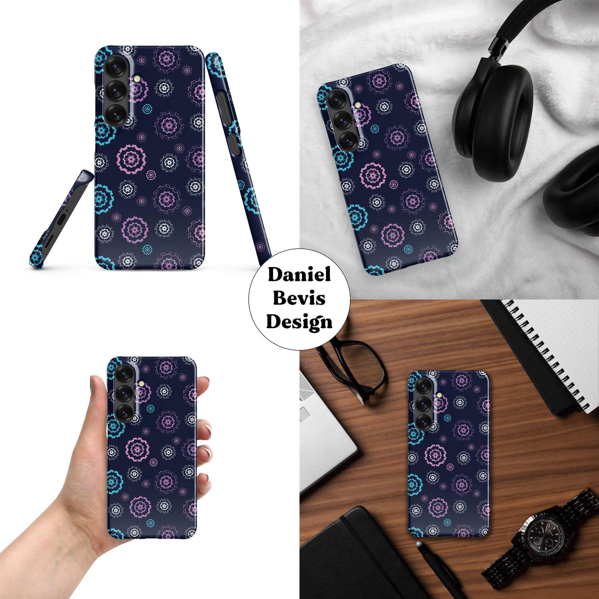 SNOWFLAKES 2 - FAIRY WINTER MIDNIGHT_SAMSUNG PHONE CASE MOCKUP COLLAGE