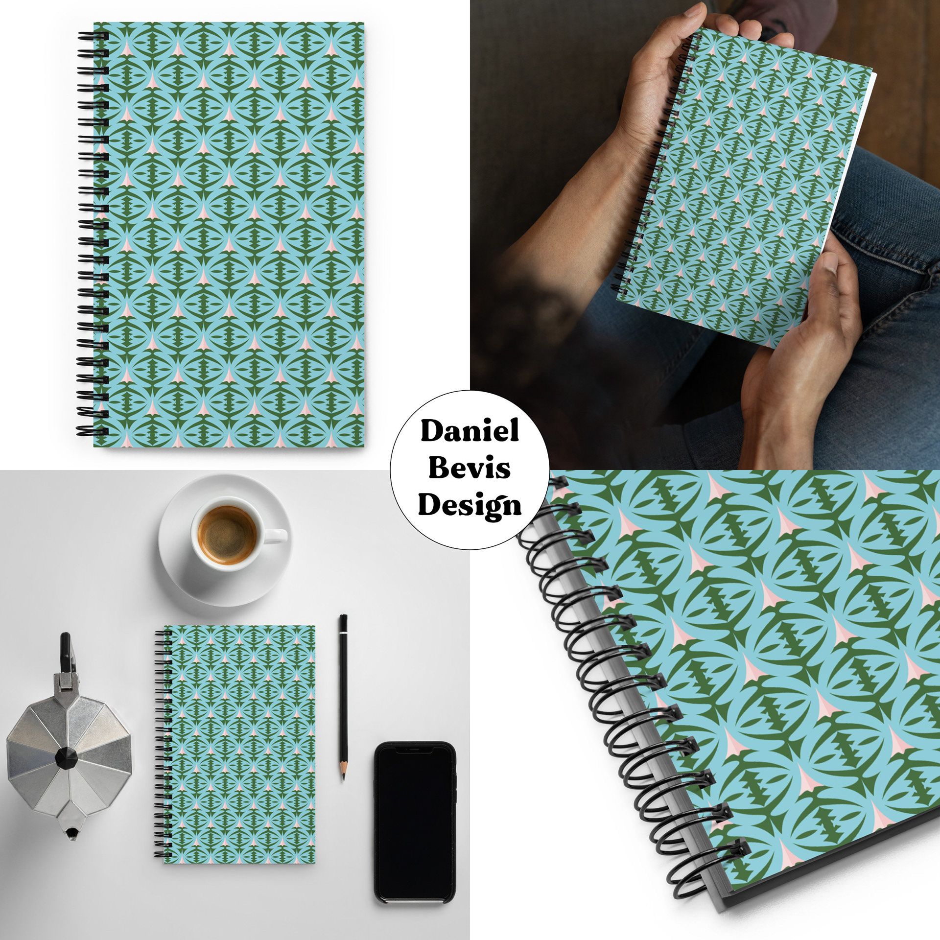 FOREST GUARDIANS - SPRING JUNIPER & ROSE_SPIRAL NOTEBOOK MOCKUPS COLLAGE