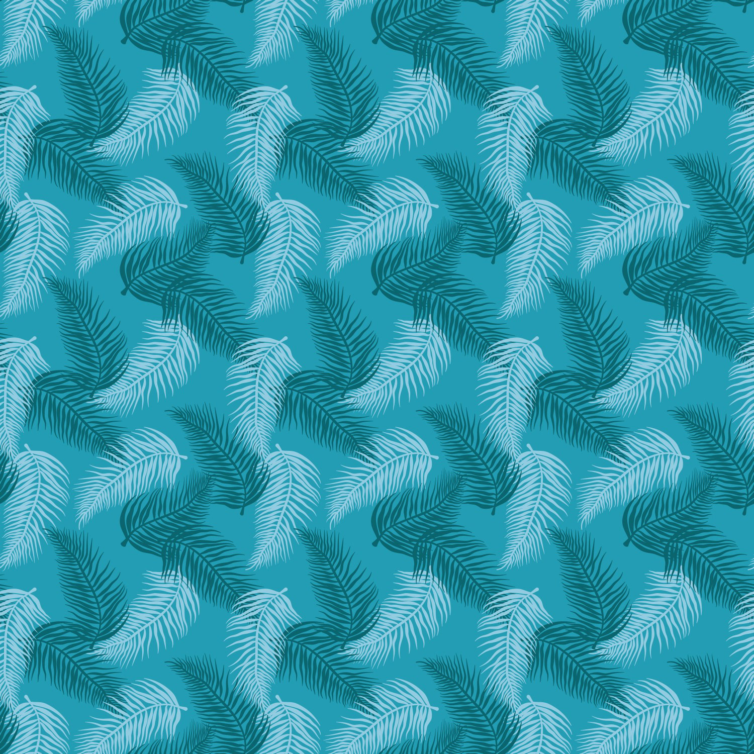 TROPICAL PALMS PRINT - TEAL BLUE
