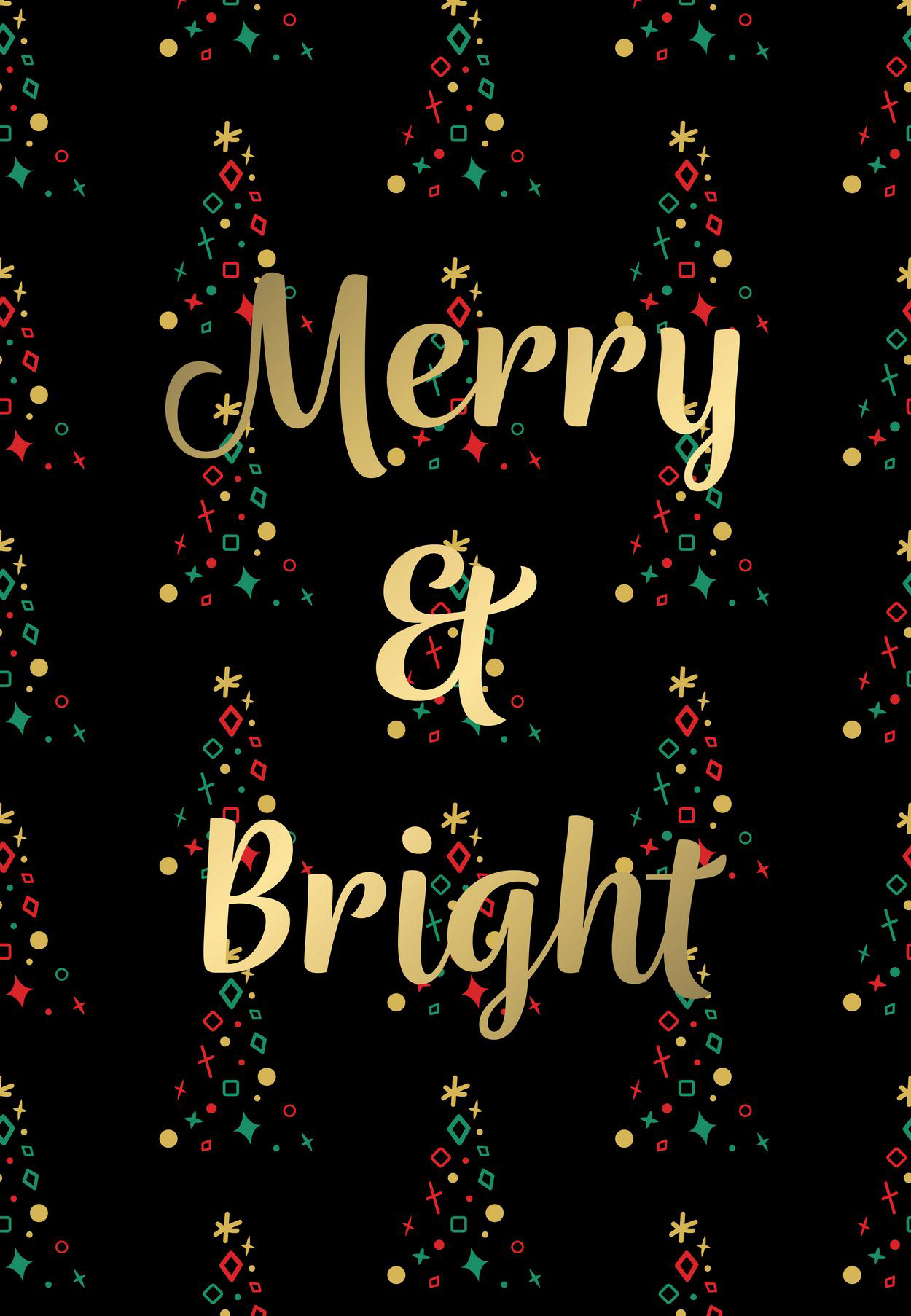 STARRY XMAS TREES BLACK - MERRY & BRIGHT